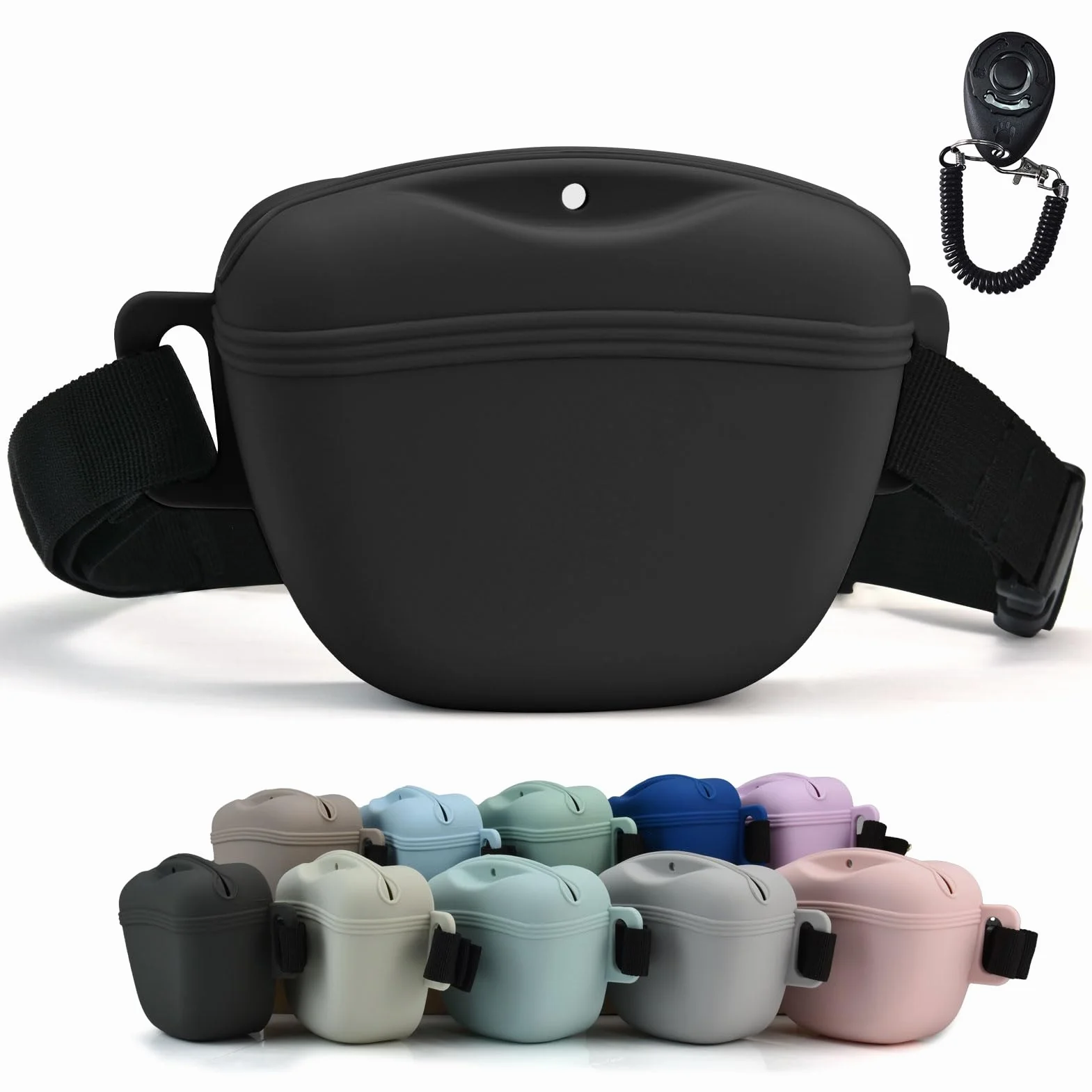 AUDWUD Versione aggiornata del sacchetto in silicone;viene fornito con una cintura per indossarlo comodamente;include anche un clicker per un facile addestramento del cane.