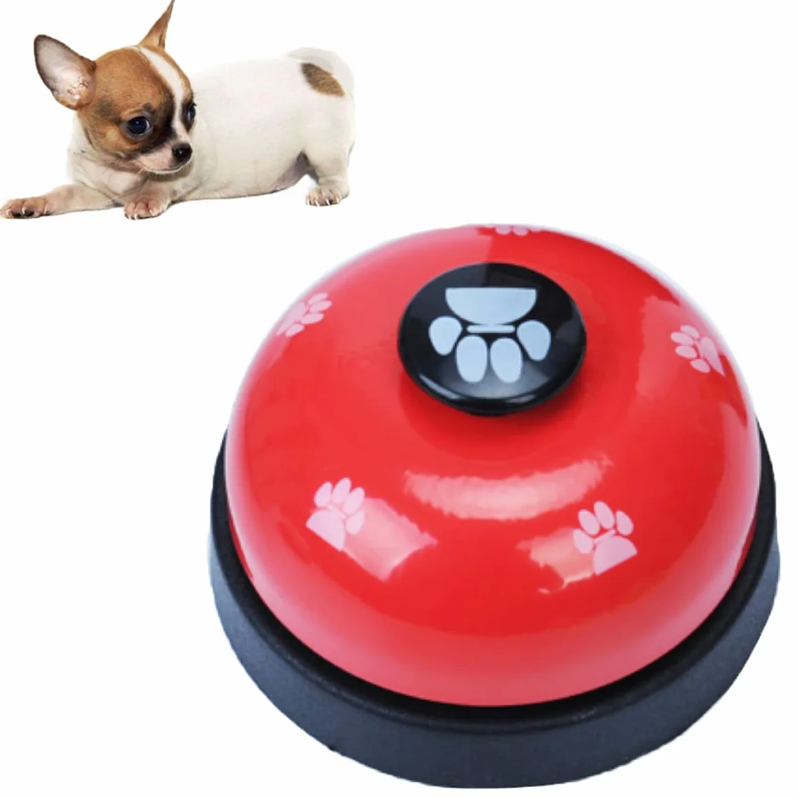 Campanello per Addestramento Cani e Gatti con Base in Gomma Antiscivolo - Anello Trasparente per Porta Animali Domestici Rosso
