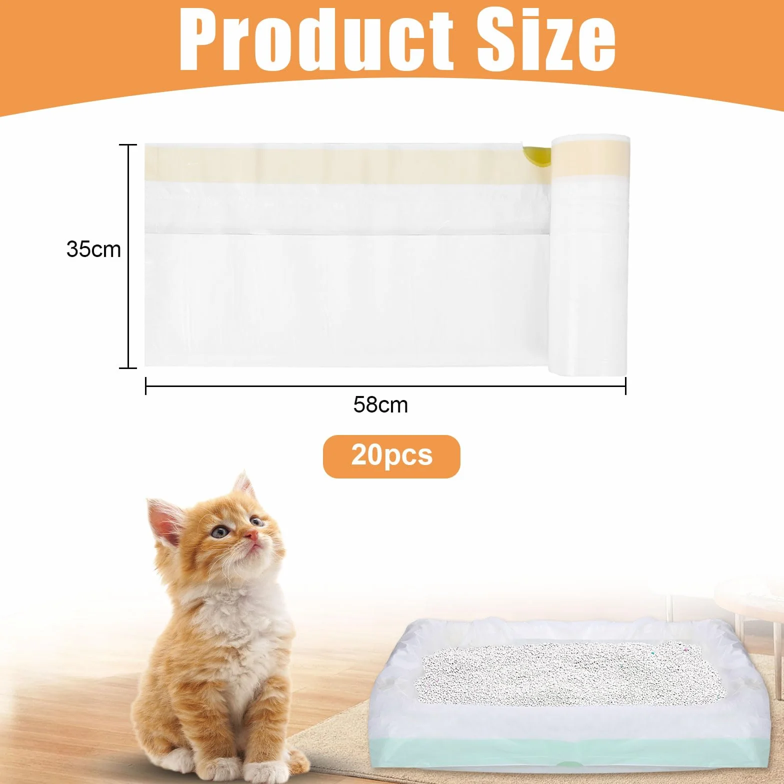 58 x 35 cm, sacchetti per lettiera per gatti, 20 pezzi, M resistenti agli strappi, sacchetti per la lettiera per gatti, sacchetti per la lettiera dei gatti