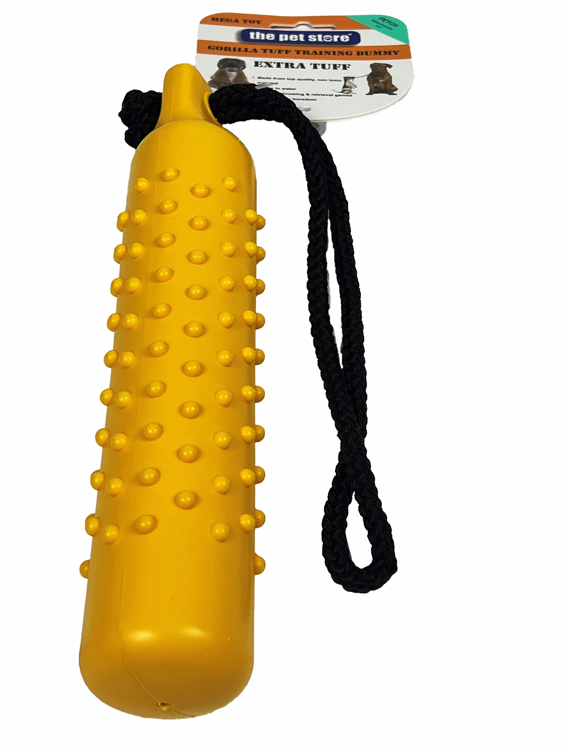 Pet Store Il manichino galleggiante da allenamento Gorilla Tuff per lanciare e recuperare giochi sulla terra e in acqua, esercizio sano per il tuo cane, giallo imperatore