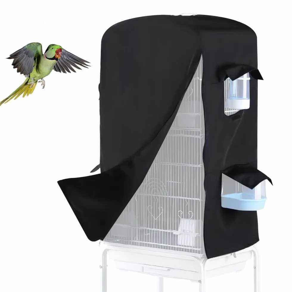 DONGKER Copertura per Gabbia da Uccelli, Coperture per Gabbie da Pappagalli Oscurante Impermeabile con Cerniera e Piccola Finestra per Uccello, Pappagallo, Parrocchetti, Ara, Inseparabili