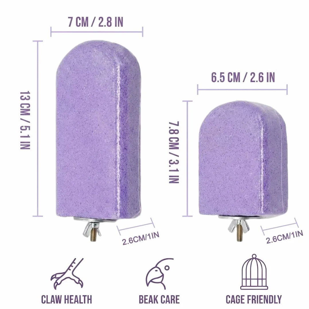 2 Pezzi Trespolo Per Pappagalli Attrezzo Per Limare Gli Artigli, Mordicchio Per Il Becco, Stecca Ruvida Per Pappagallini, Canarini E Pappagalli (Viola)