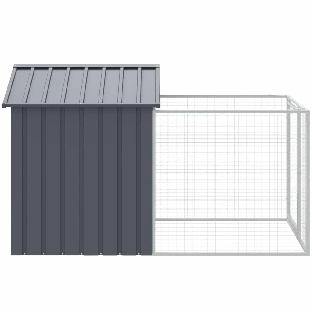 Tidyard Casetta,Cuccia,Gabbia,per Cani,da Esterno,in Acciaio Zincato,Antracite,con Recinti,117x201x123 cm,Casetta per Cani da Esterno,Cucce per Cani da Esterno,Gabbia per Cani in Acciaio,Metallo