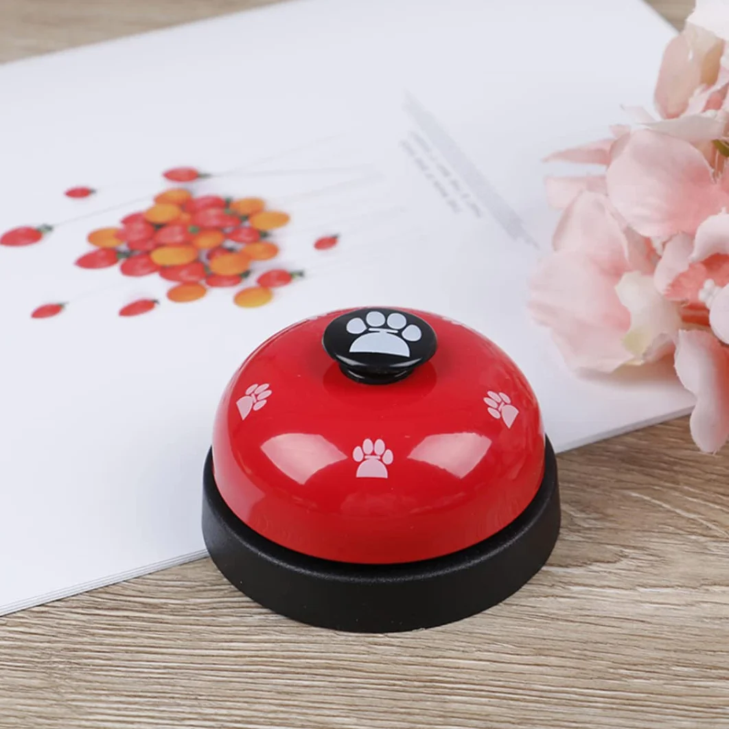Campanello per Addestramento Cani e Gatti con Base in Gomma Antiscivolo - Anello Trasparente per Porta Animali Domestici Rosso
