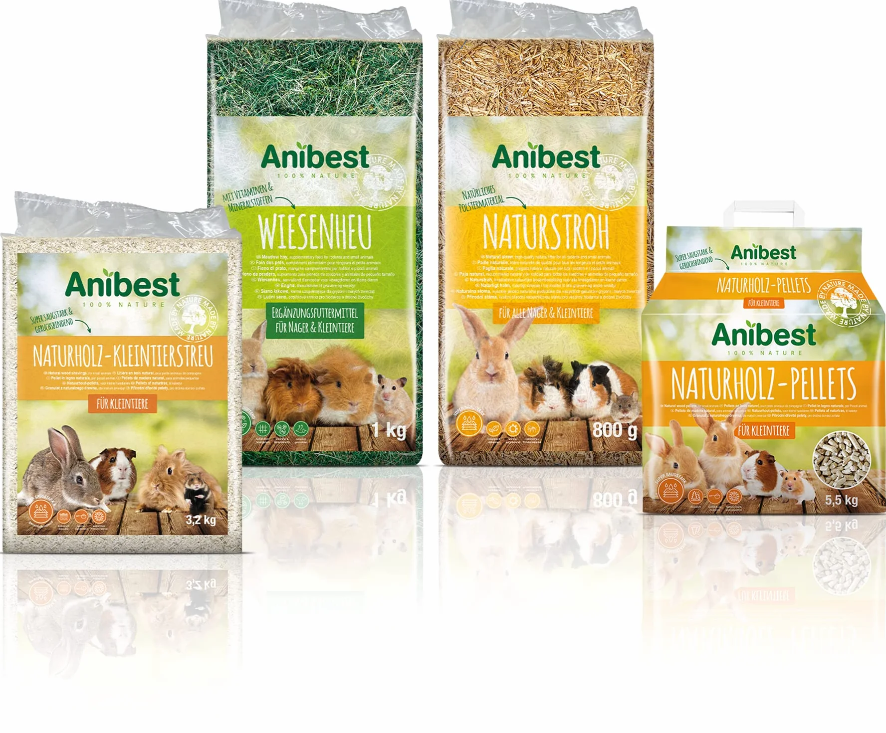 Anibest Paglia naturale, lettiera per piccoli animali, 100% naturale per tutti i roditori e piccoli animali, conigli, criceti, porcellini d'India e Co, assorbente, termoisolante, Made in Germany, 0,8