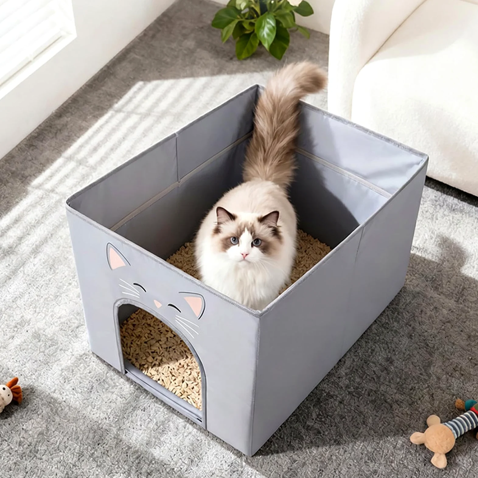 Lettiera portatile per gatti, pieghevole, portatile, a prova di perdite | Lettiera per gatti per gatti e interni, all'aperto a casa, in viaggio, in camper e in auto, in campeggio e in hotel