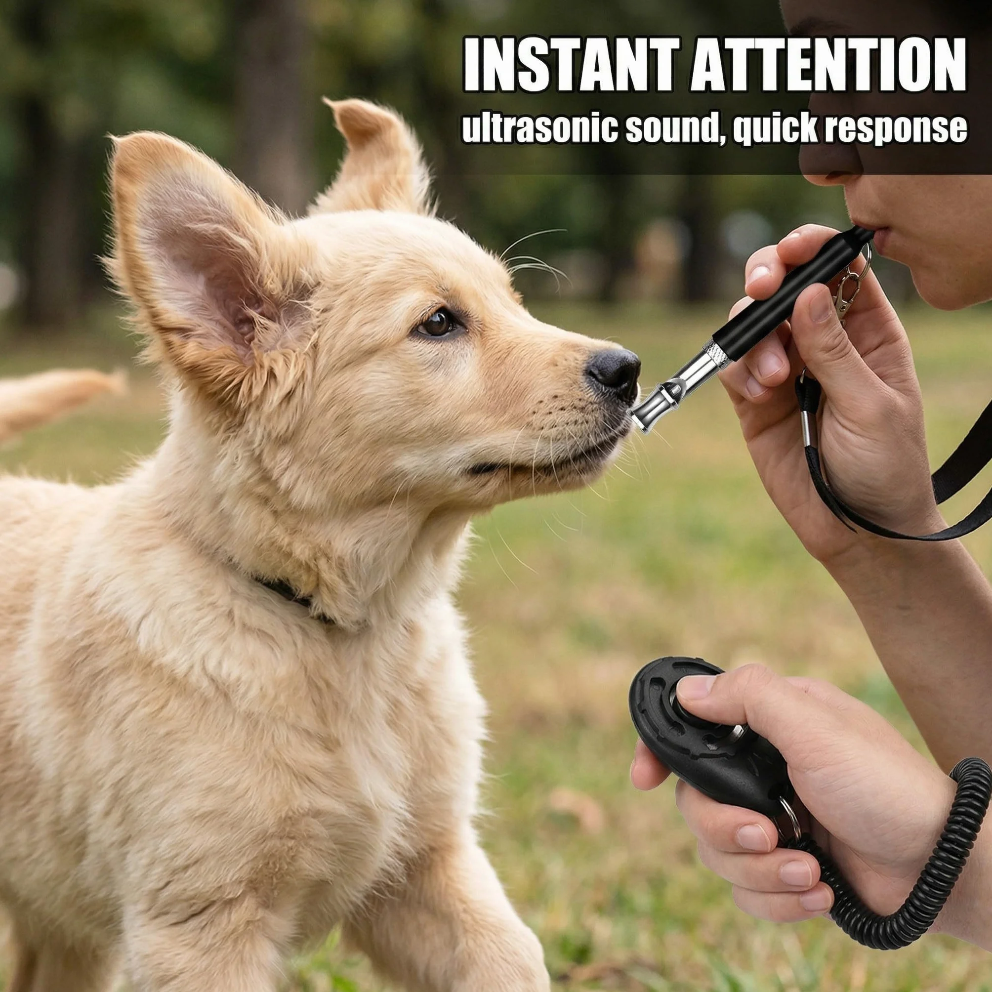 Fischietto per Cani ad Ultrasuoni Silenzioso, Frequenza regolabile Fischietto per addestramento cani, Adatto per la maggior parte delle razze – 2 Pezzi, Nero