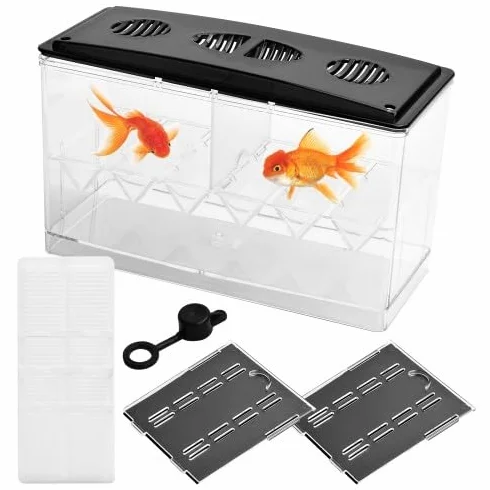 Amexo Sala Parto Acquario, 1,5 L Trasparente Acquario Acquario per Pesci Rossi Scatolaper Incubatrice per Gamberetti Guppy