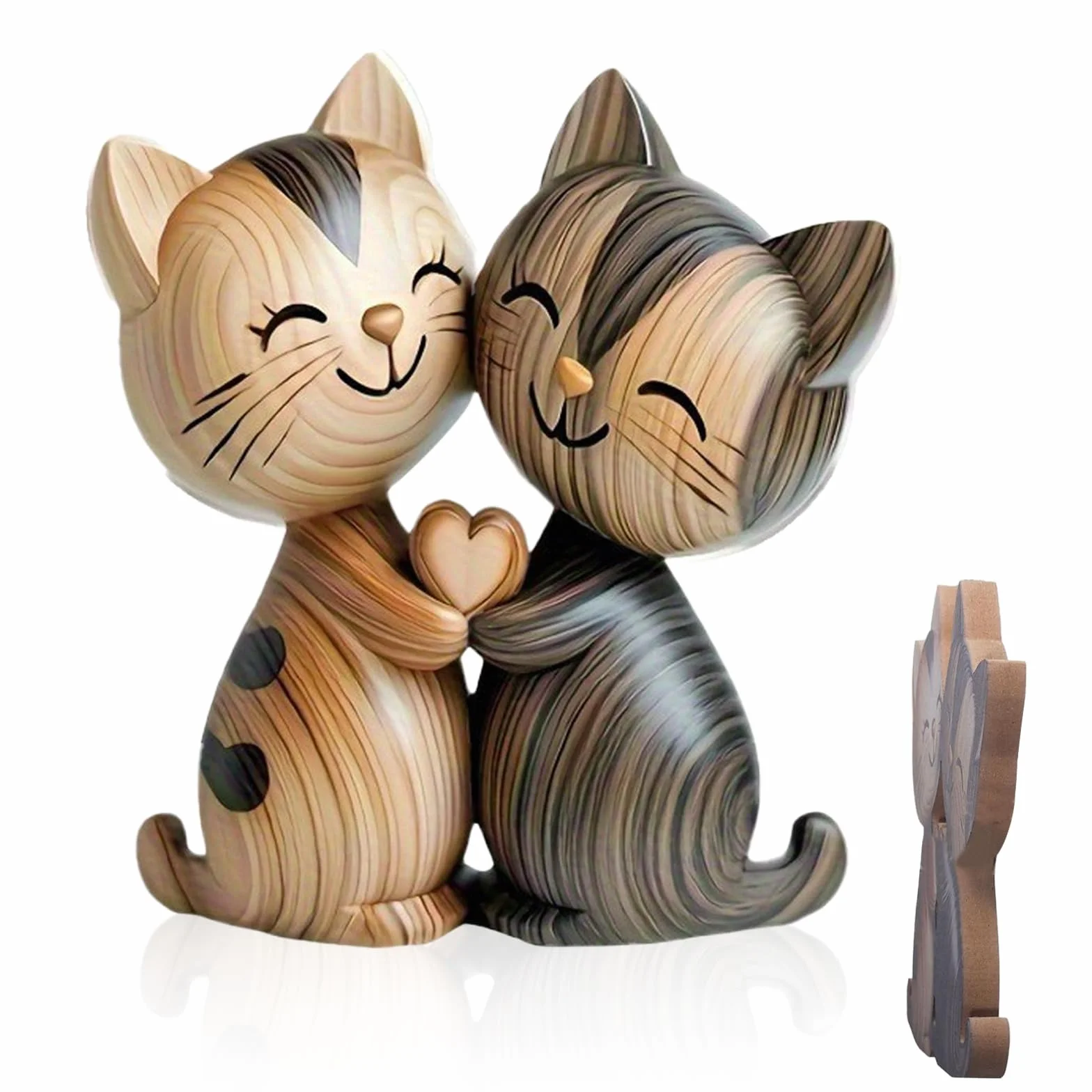 Gatto Decorativo in Legno 2d Scultura Coppie di Gatti Adatto per Regali e Souvenir