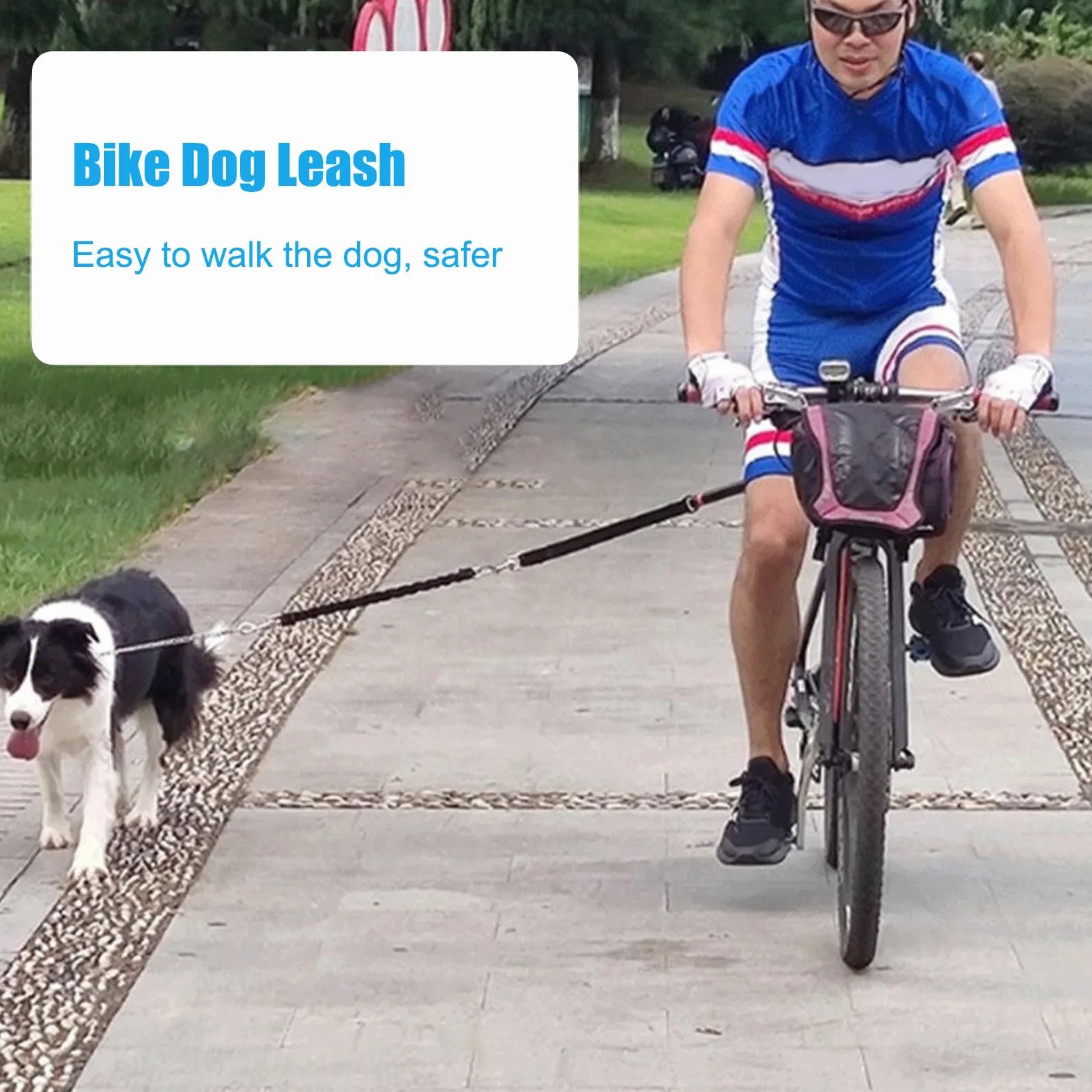 Tyenaza Guinzaglio per Bici per Cani, Guinzaglio per Bicicletta a Mani Libere con Telaio in Metallo ad Alta Resistenza, Guinzaglio per Cani per Biciclette Guinzaglio per Addestramento di Cani
