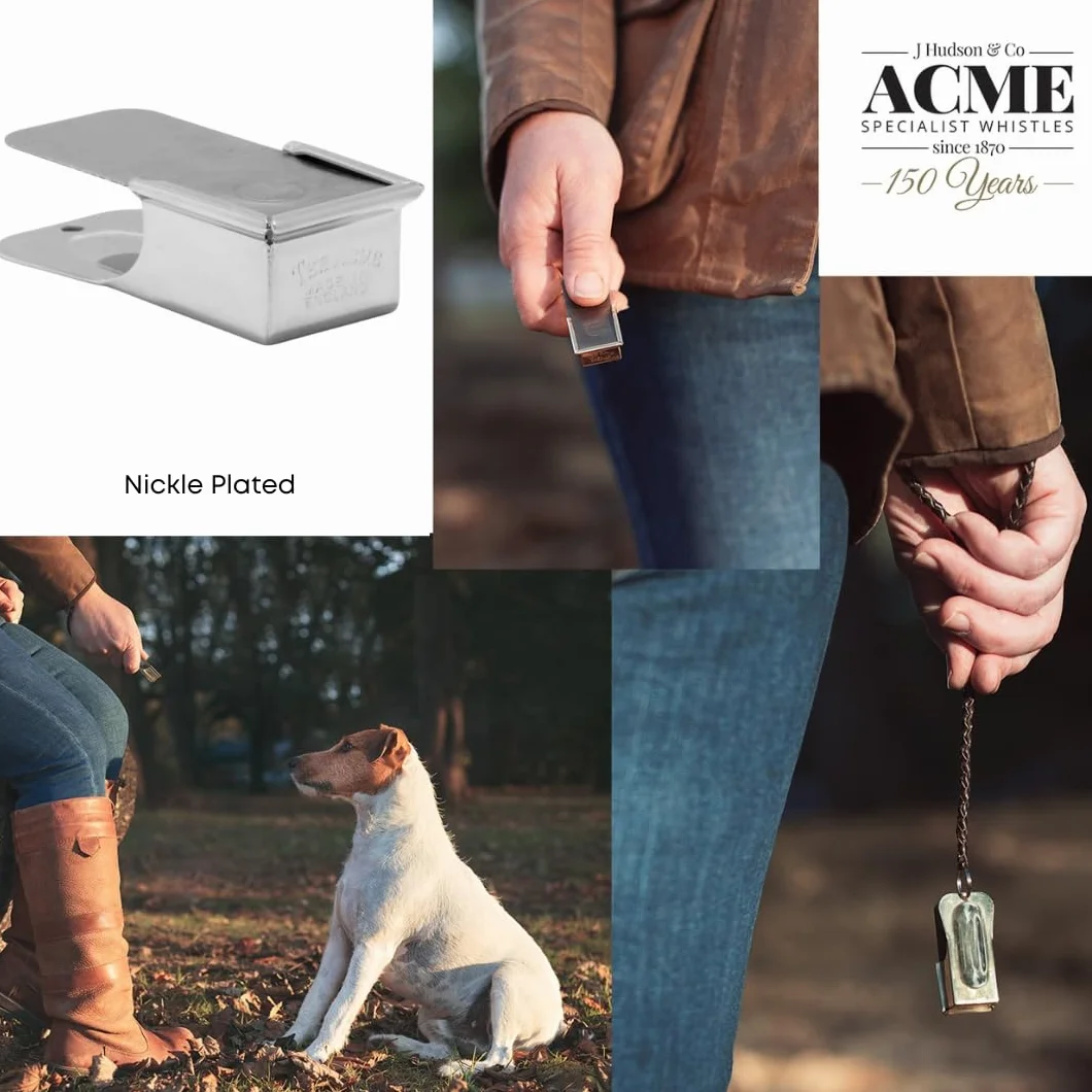 ACME Clicker No. 470 con cinturino in pelle | Clicker per addestramento cani | Adatto anche per comunicare con delfini (nichelato)