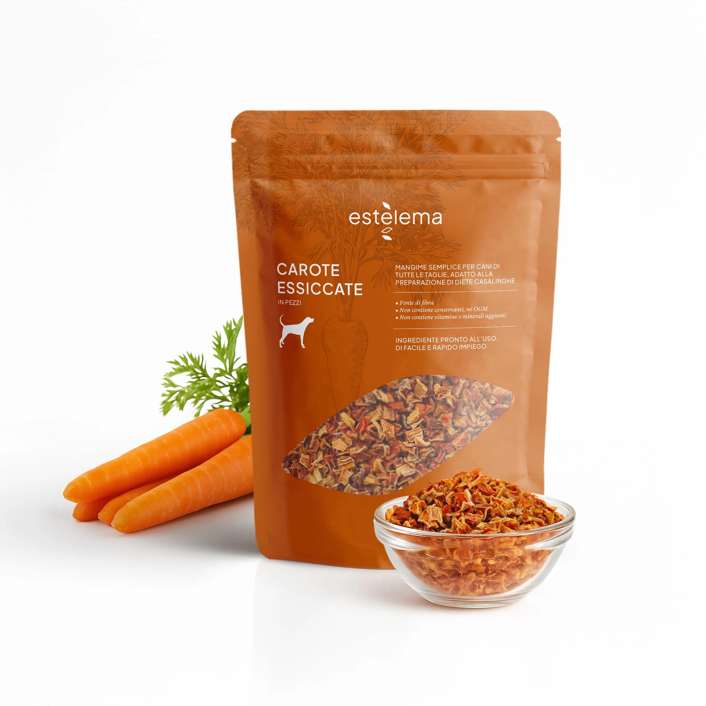 Carote Disidratate a pezzi per Cani 400g | 100% Naturali, Senza Additivi | Snack e Integrazione Dieta Casalinga BARF | 15 g ≈ 100 g Carote Fresche