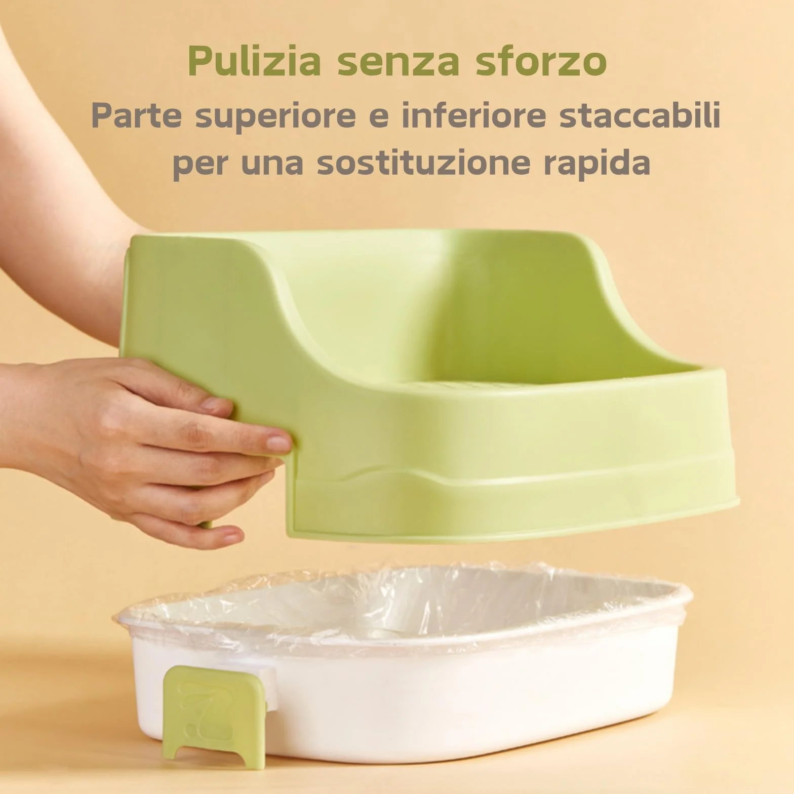 Lettiera Coniglio, Medio Vassoio Rettangolare per Letame Piccoli Animali Staccabile Addestratore Vasino Toilette Gabbie per Animali Domestici Conigli Porcellini d'India Criceti Cincillà (Verde)