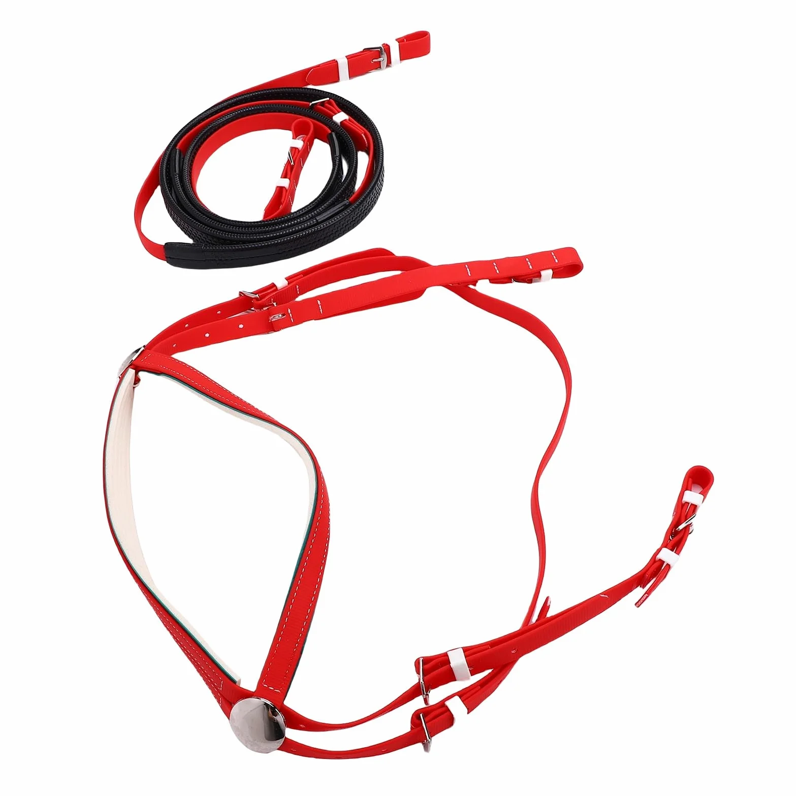 AMONIDA Set Cavezza e Redini per Cavallo, Set Cavezza in Nylon e Pelle PU in PVC, di vestibilità Comoda con Redine a Lunghezza Regolabile, Ideale per Competizioni Equestri, Allenamento, Equitazione