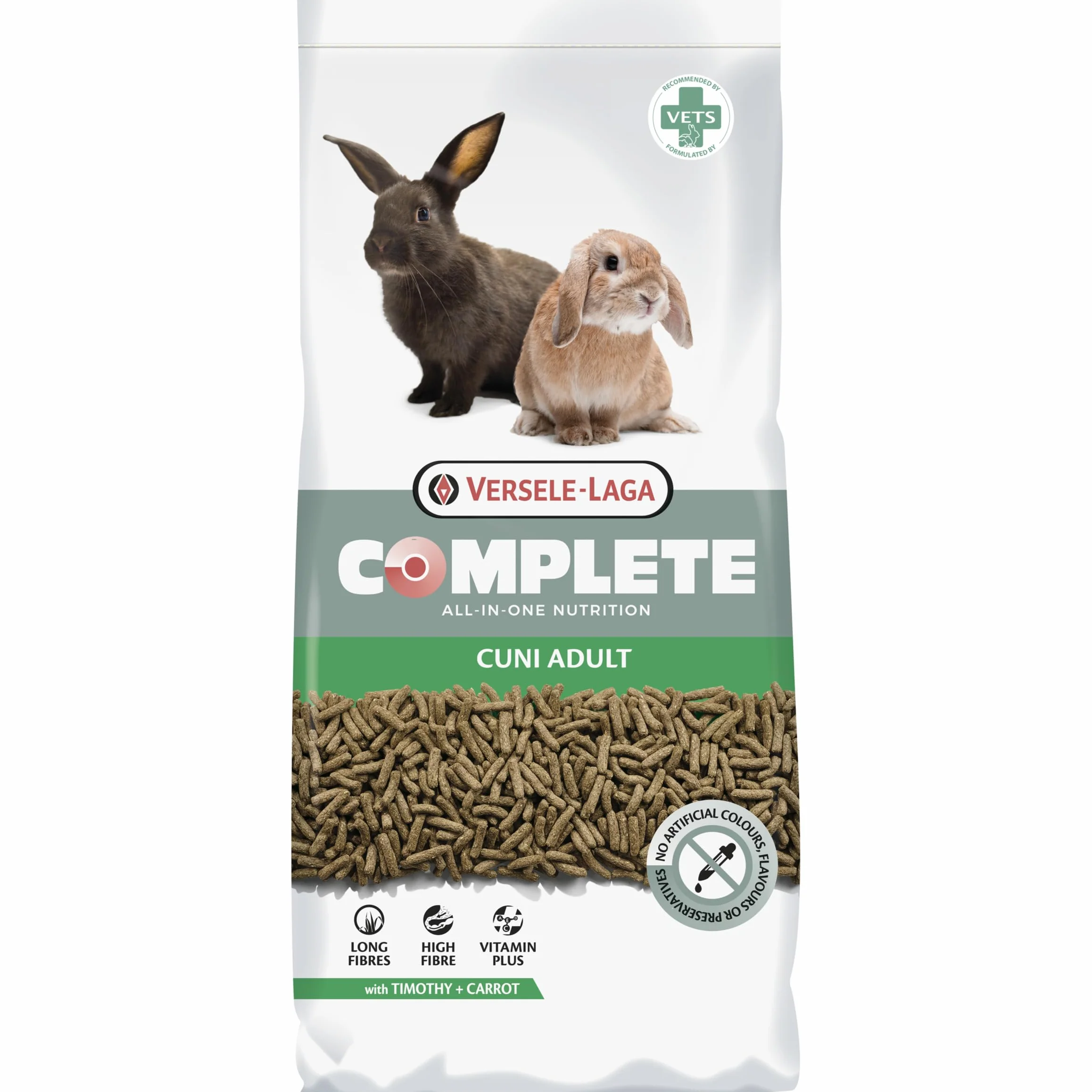 VERSELE-LAGA - Complete Cuni Adult - Alimento completo estruso "tutto in uno" ricco di fibre per conigli (nani) - 8kg
