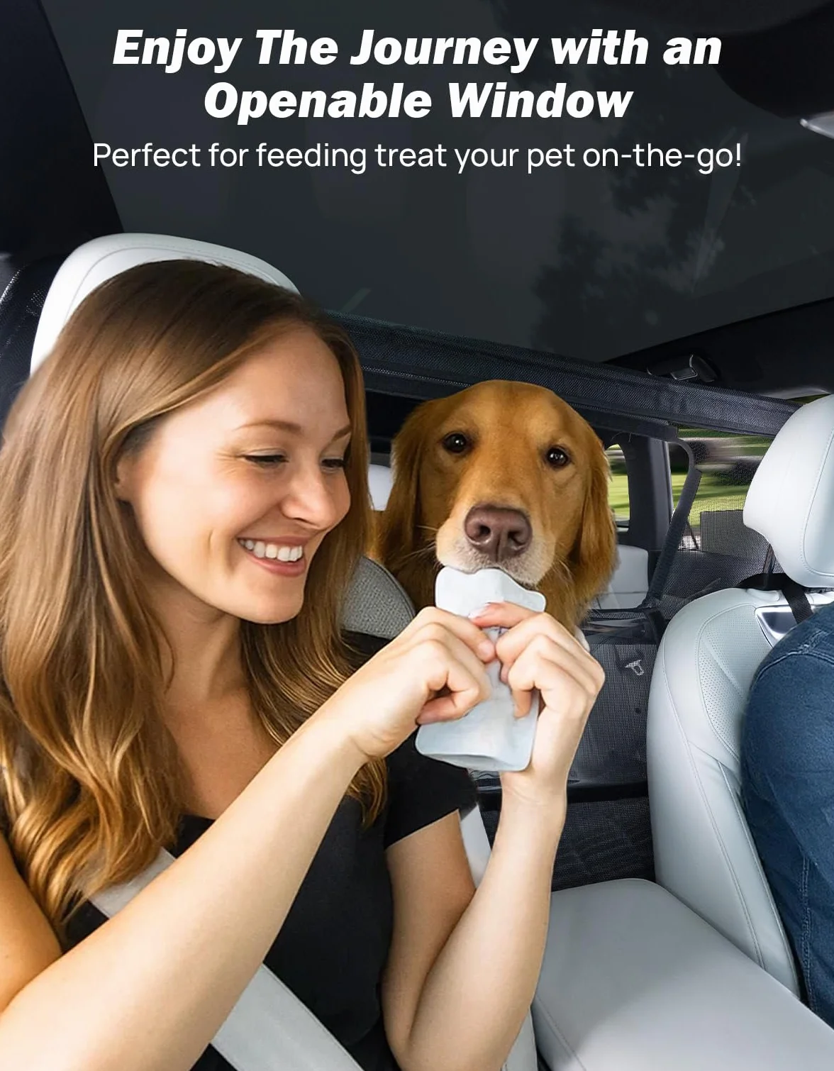 JOYTUTUS Rete di protezione per cani auto, rete di separazione con finestra di visualizzazione, griglia universale per cani, 132 x 79 cm, per auto, SUV, camion