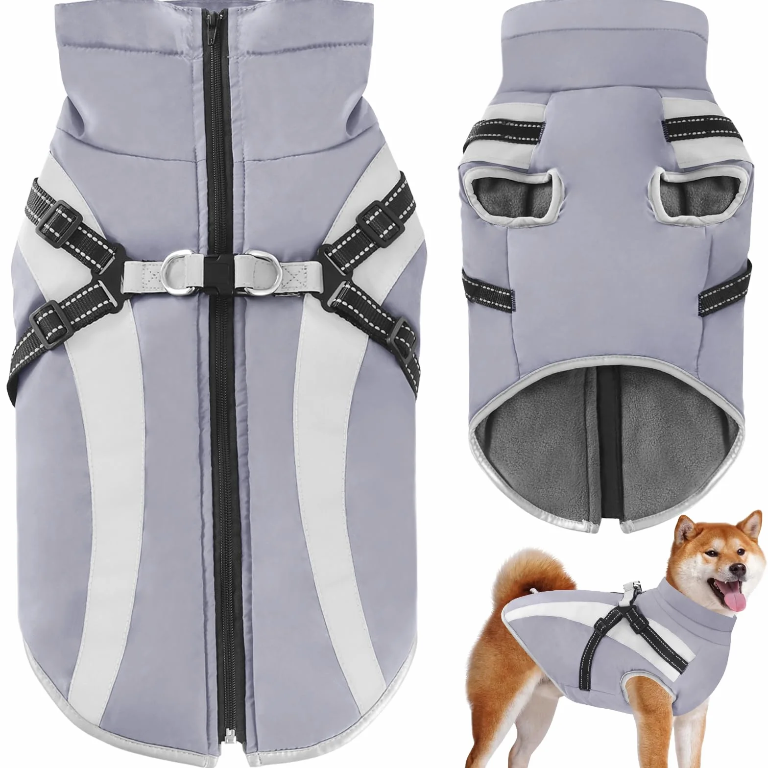 Impermeabile Cane Cappotto con Harness,Inverno Giacca Calda Antivento Pet cappottino Cane Giacche per Cani di piccola taglia media XL-6XL