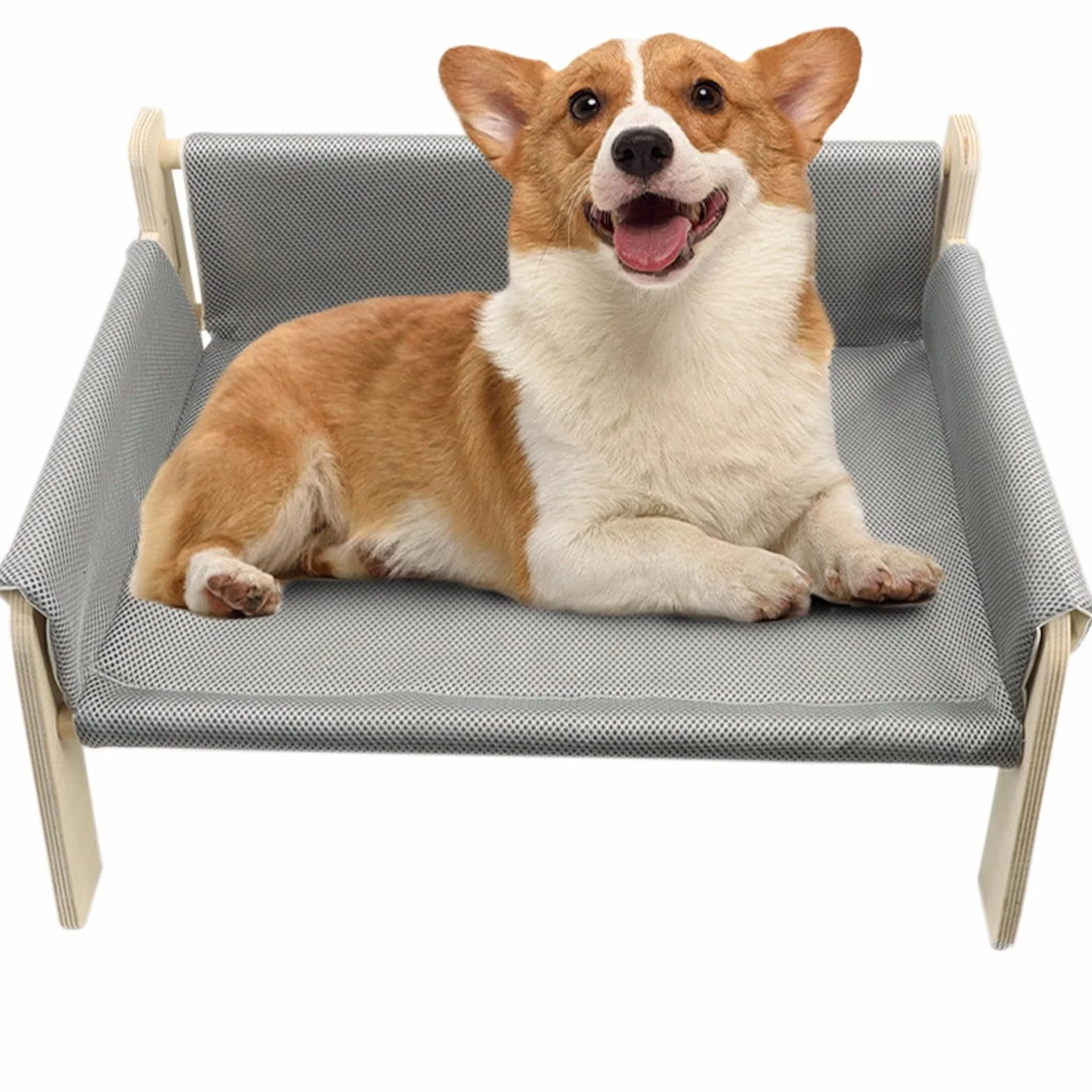 Cuccia rialzata Per cani con struttura in legno, divanetto rimovibile per gatti, cuccia stabile per cani