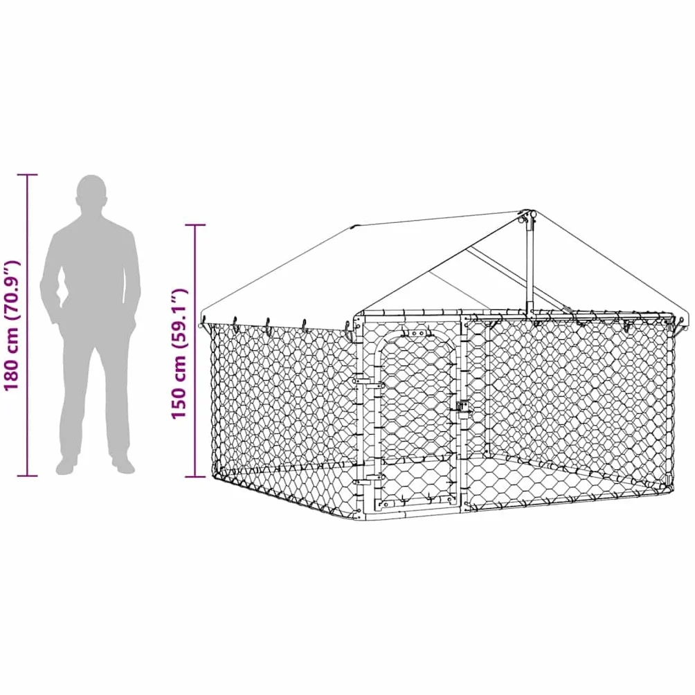 vidaXL Gabbia per Cani da Esterno con Tetto 200x200x150 cm