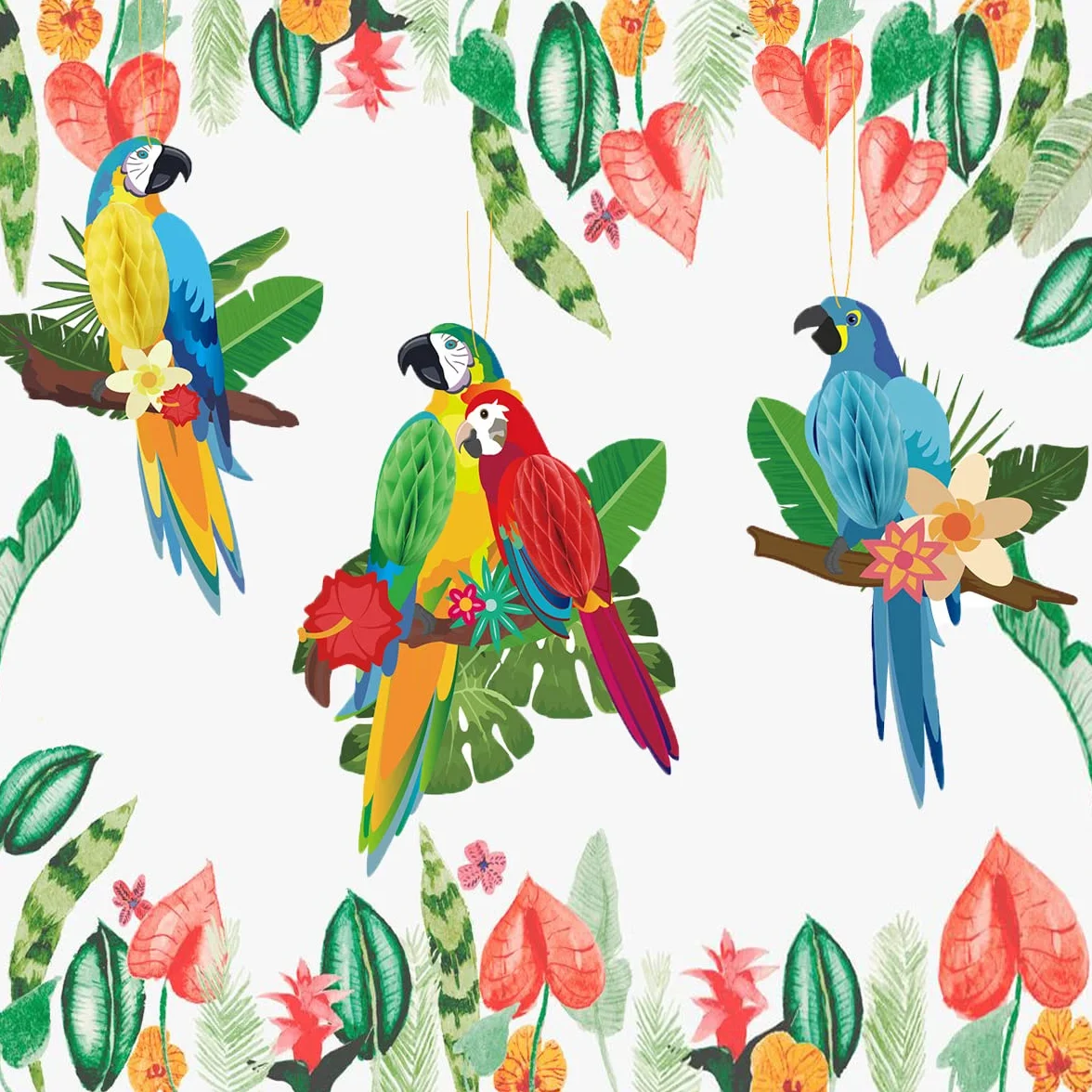 6 pezzi pappagallo tropicale da appendere, pappagallo nido d'ape, decorazione hawaiana, feste estive luau, feste tropicali