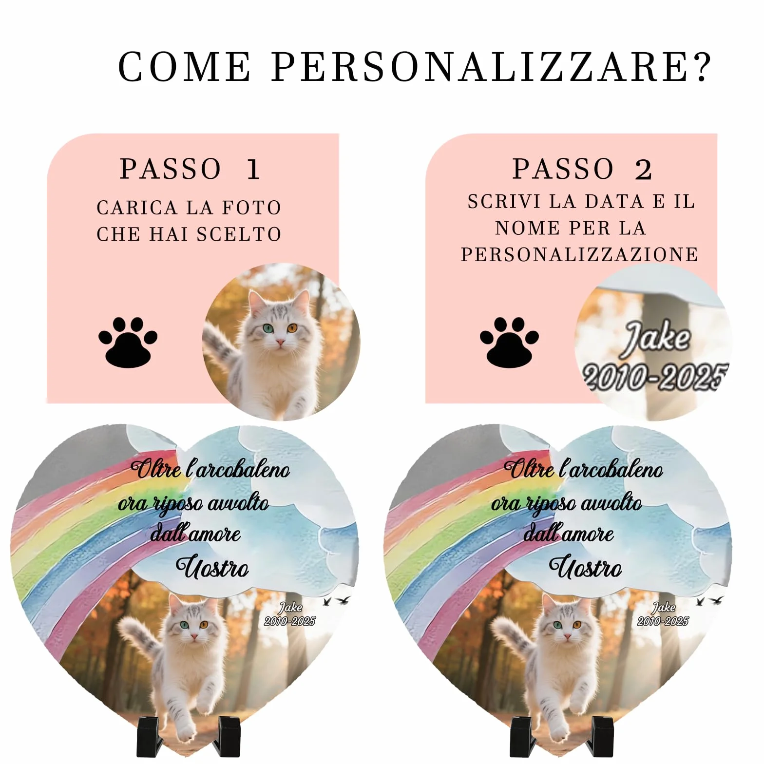 Targa Commemorativa per Gatti con Foto Pietra Tombale Personalizzata Regalo Condoglianze Perdita Animale Decorazione Giardino Style F
