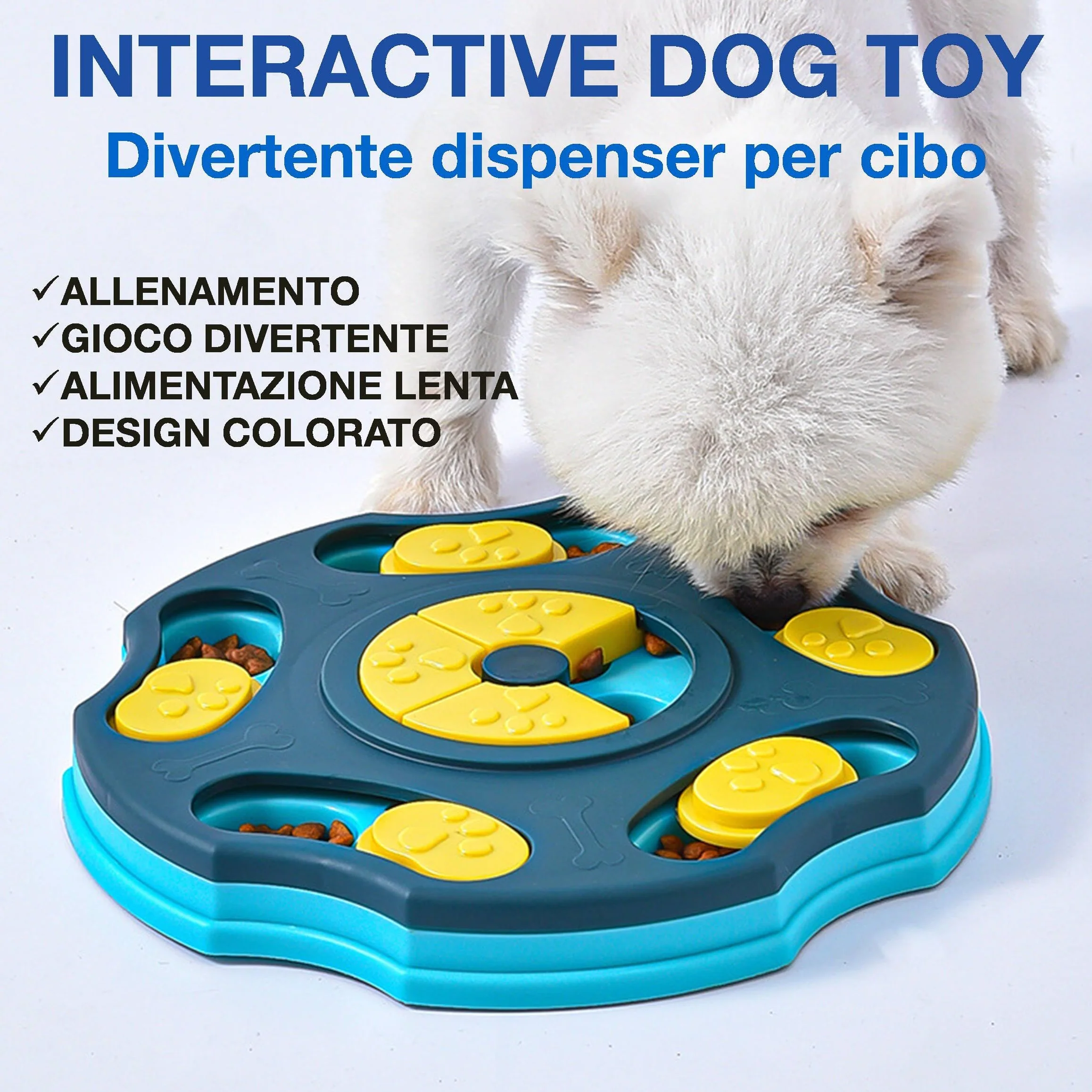 Gioco Interattivo per Cani Cuccioli e Grandi - Stimolazione Mentale, Riduzione della Noia, Miglioramento del Comportamento, Esercizio Fisico - Alimentatore Divertente e Durevole