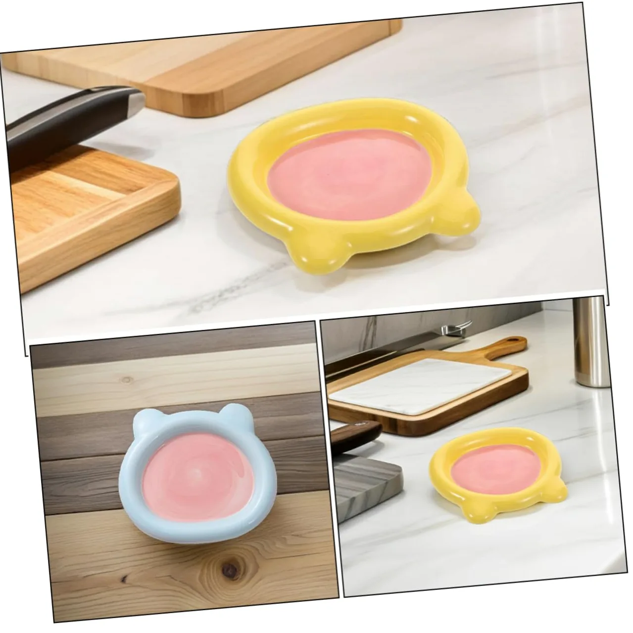 2pezzi Ciotola in Per e Acqua Per Animali Domestici Adatta Gatti e Di Design Anti-rovesciamento Per Alimentazione Ordinata Facile Da Pulire