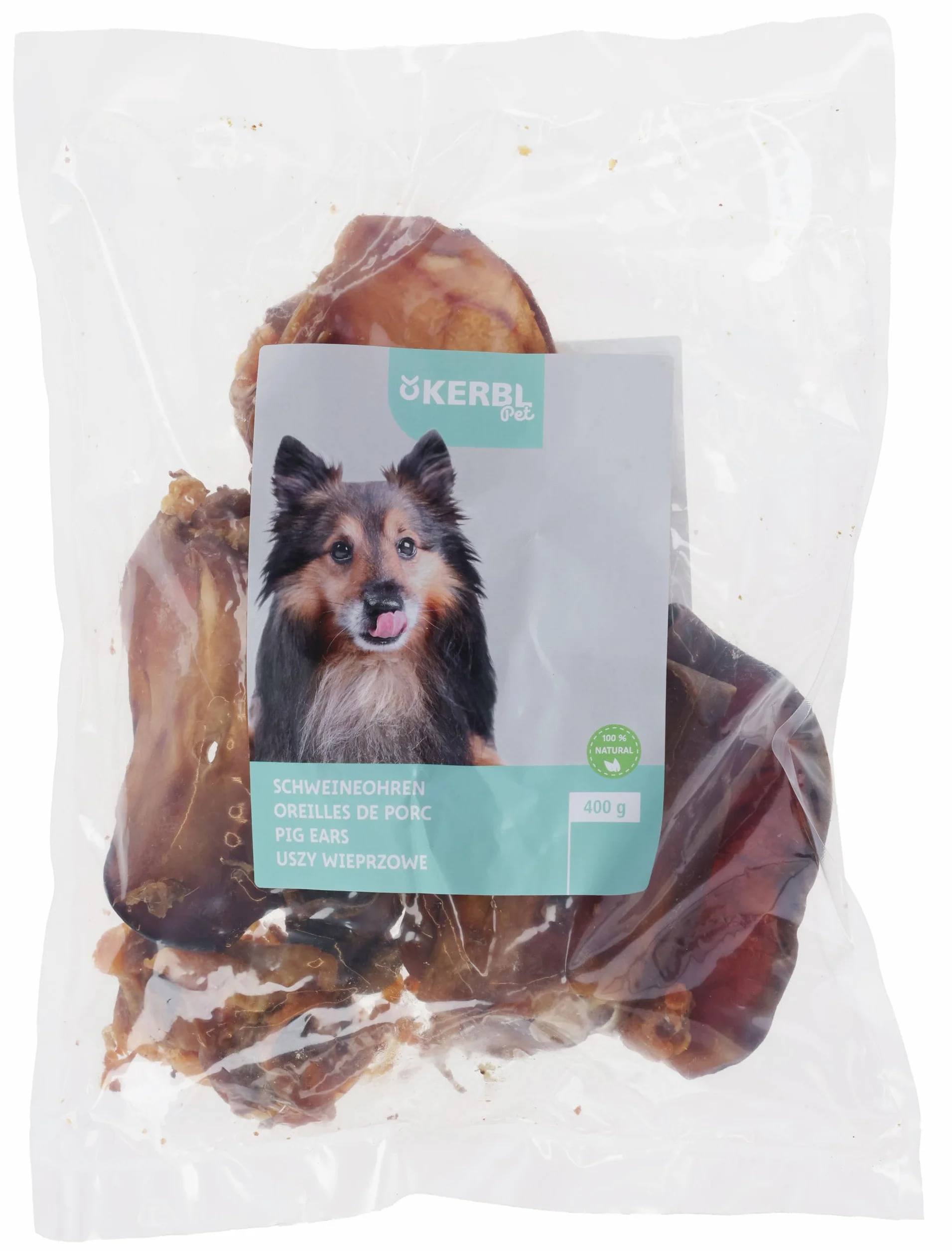 Kerbl Orecchie di Maiale Spuntino da Masticare per Cani - 400 g