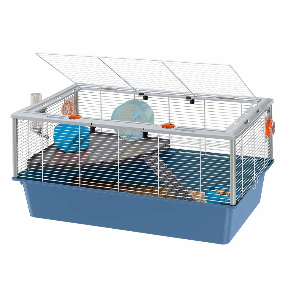 FERPLAST Gabbia Roditori CRICETI 15 per Criceti, in Metallo, Accessori inclusi: Mangiatoia, Beverino, Casetta, Ruota, Ripiano, Scaletta. 78x48xh39cm