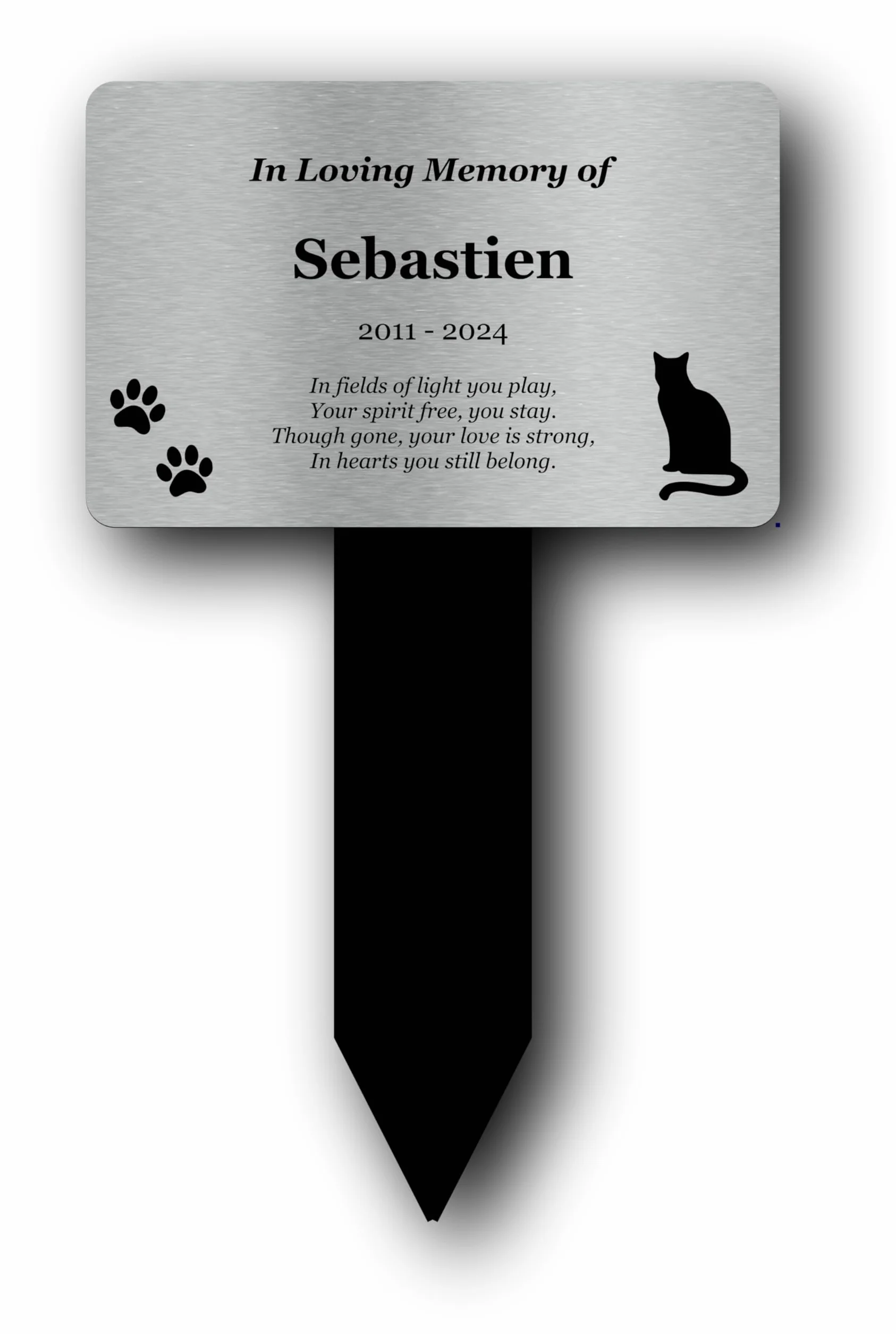 Palo commemorativo per animali domestici gatto marcatori tomba esterni giardino argento oro rame