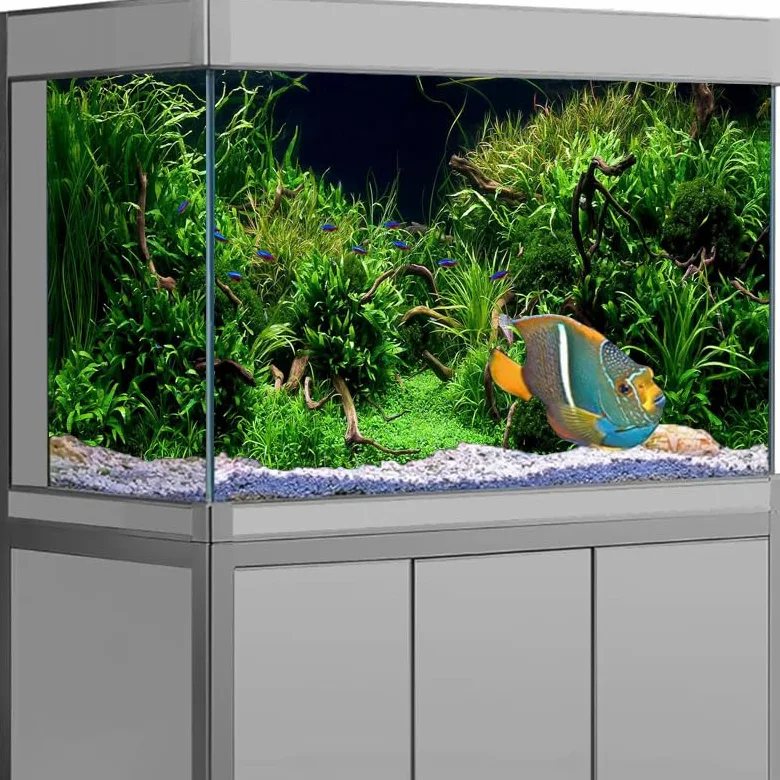 Sfondo Acquario Adesivo forestale Sfondo Acquario Ornamento Poster Foresta Paesaggio Carta autoadesiva for per la Decorazione(White,54x122cm)