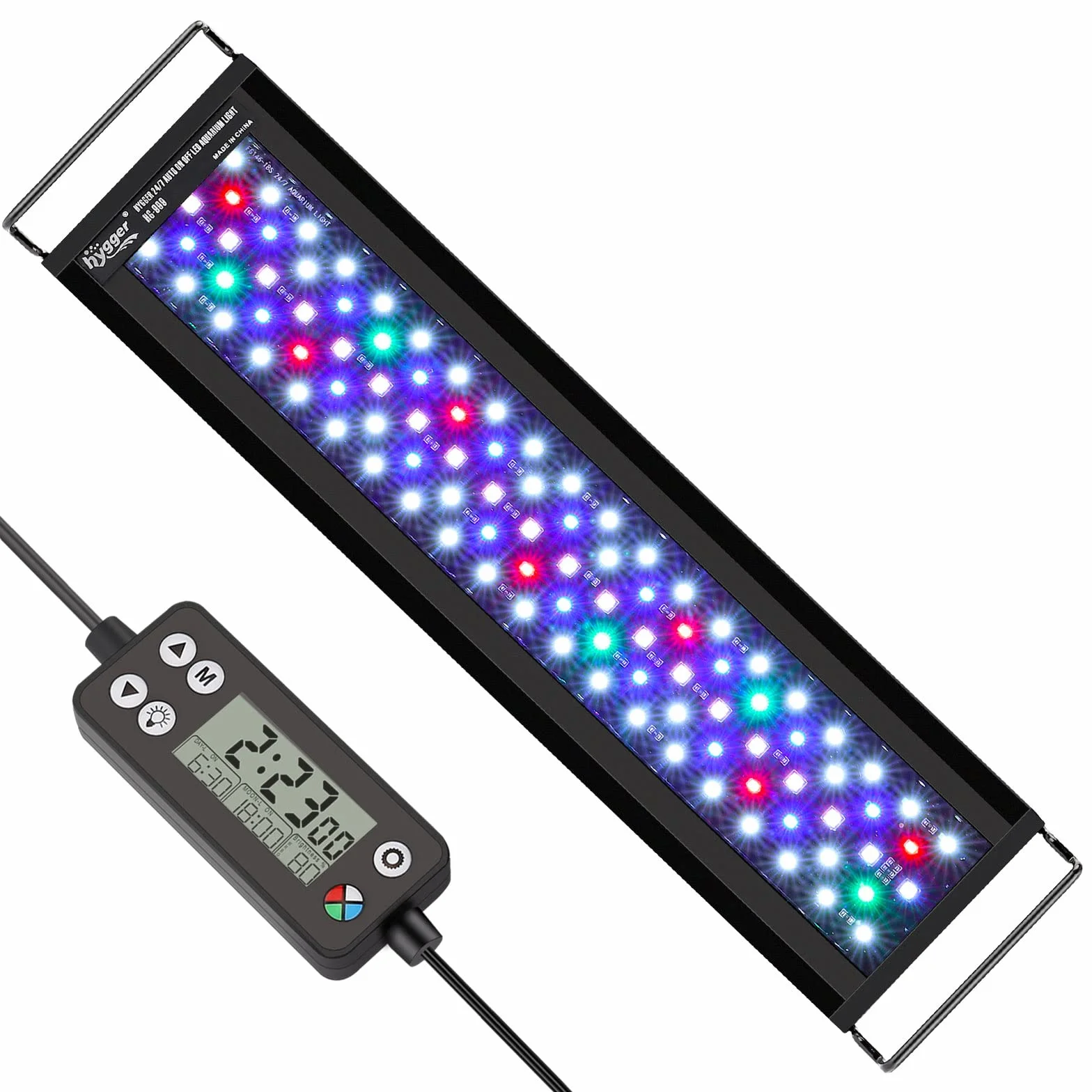 hygger Luce LED per Acquario a Spettro Completo 36W 24/7 Ciclo Illuminazione 7 Colori Timer Regolabile 91-106cm