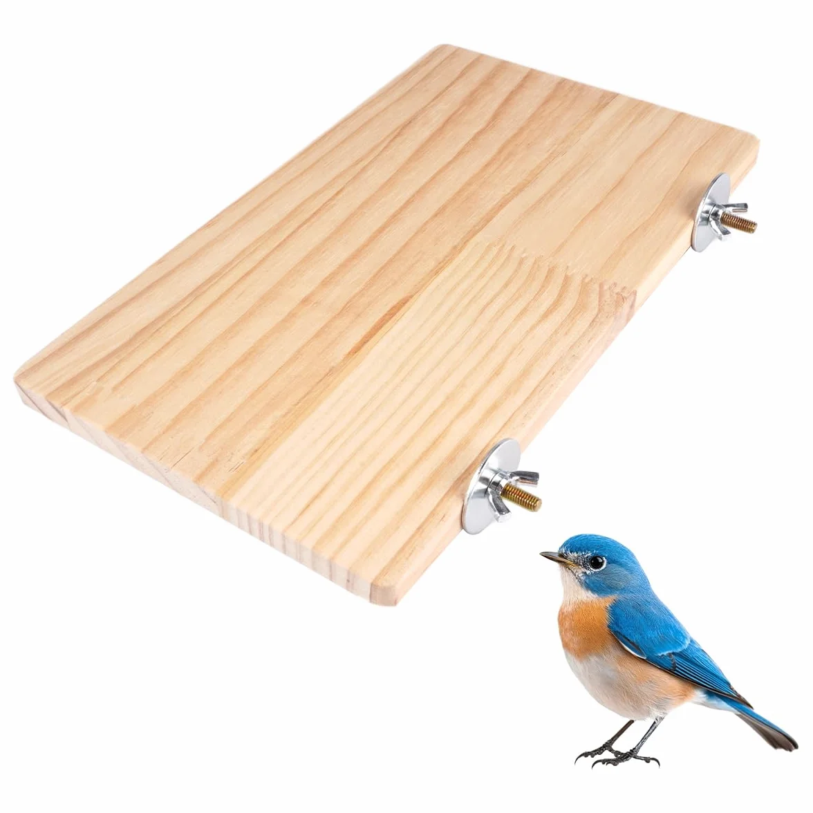Posatoio Rettangolare per Pappagalli Piattaforma in Legno Naturale 25x15 cm per Gabbia Uccelli Cincillà Criceti Piccoli Animali