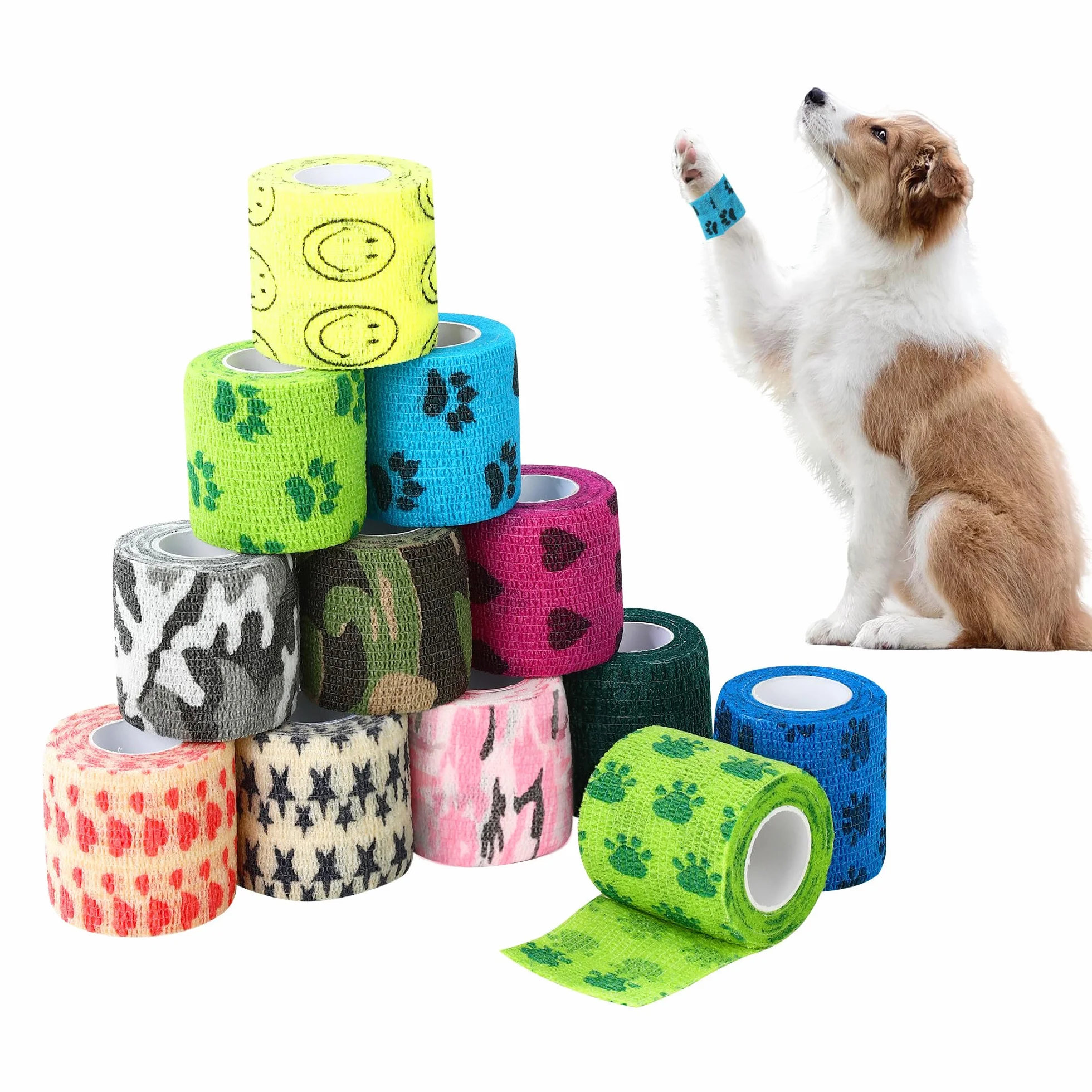 Benda Elastica Autoadesiva 12 rotoli 5CMX4.5M per animali veterinaria