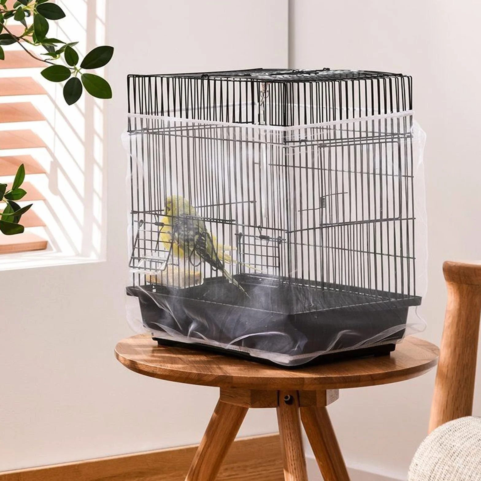 2 Pezzi Universale Copri Gabbia per Uccelli, Gabbia per Uccelli Ventilare Copertura Antipolvere, Raccoglitore di Semi per Gabbia, per Pappagalli, Ara, Gabbie Quadrate Rotonde(bianco/nero)