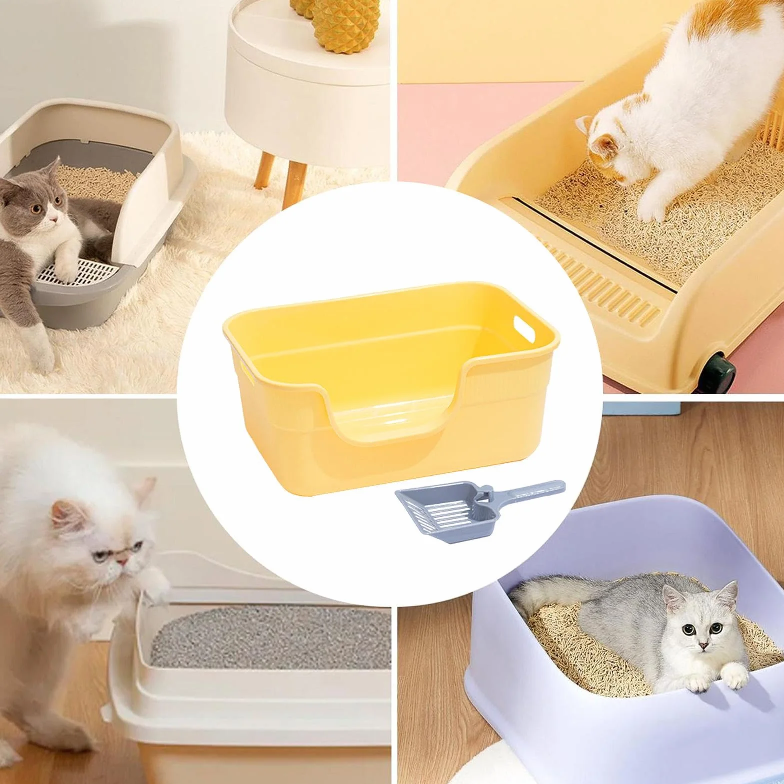 Cat Sand Box - Vassoio per lettiera per gatti | Vassoio per setacciatura della scatola del gatto, box gatto aperto, bacino di animali domestici portatili, cassette a lettiera aperta con pala, vassoio