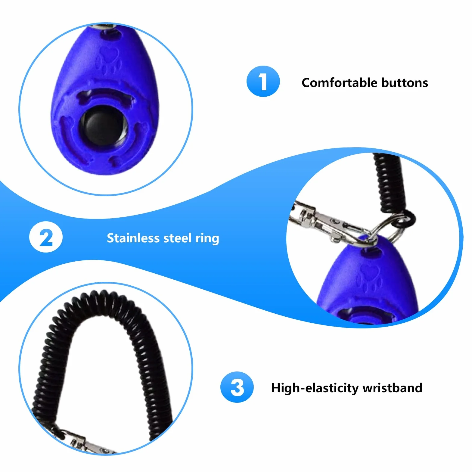 GBKDQQ Clicker professionale per cani, 16 pezzi, con cinturino da polso, clicker con grande pulsante per cani, gatti, cavalli, educazione e addestramento del cane