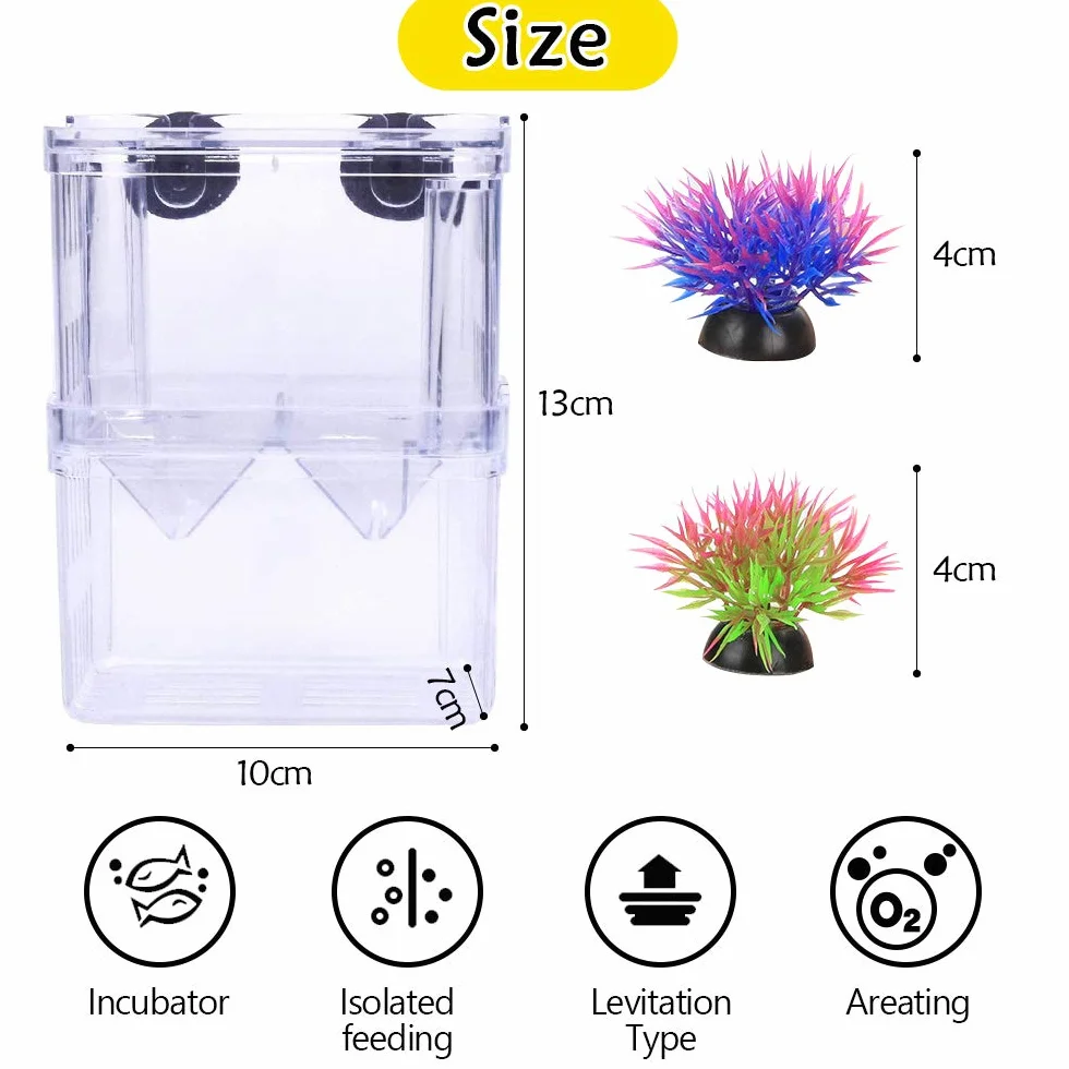 NETUEM - Contenitore per allevamento pesci per acquario, nursery in acrilico isolante a doppio strato, incubatrice per guppy e pesci tropicali, con ventose, misura L