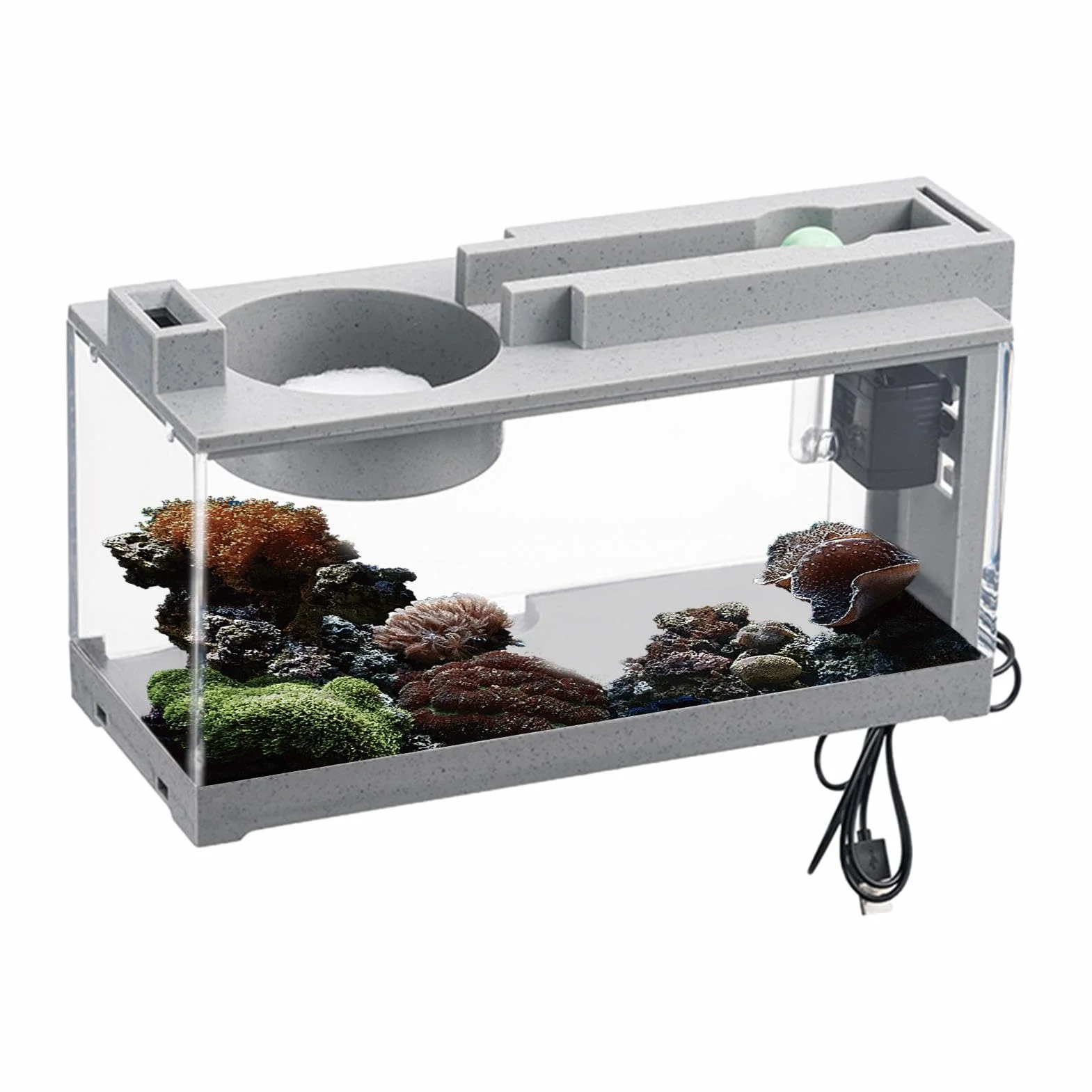 Acquario completo Acunny, Serbatoio per tartarughe, rettili, gamberetti, Muschio, ABS, con Filtro, Pompa Silenziosa, Risparmio Energetico