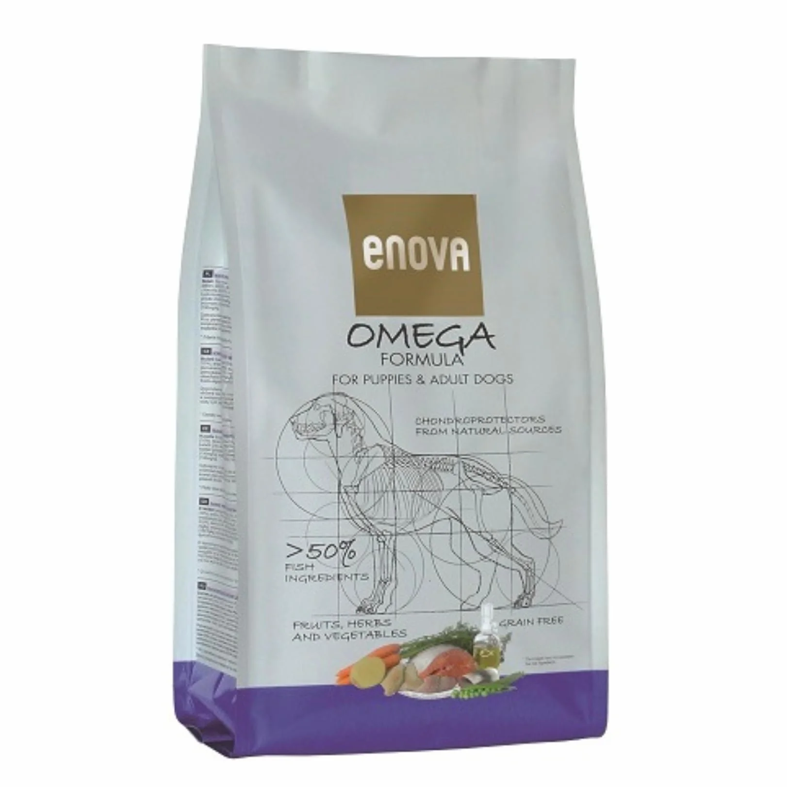 ENOVA Omega Formula Crocchette Complete per Cani, Grain-Free, Ipoallergenico, a Base di Pesce, con Condroprotettori (2 kg)