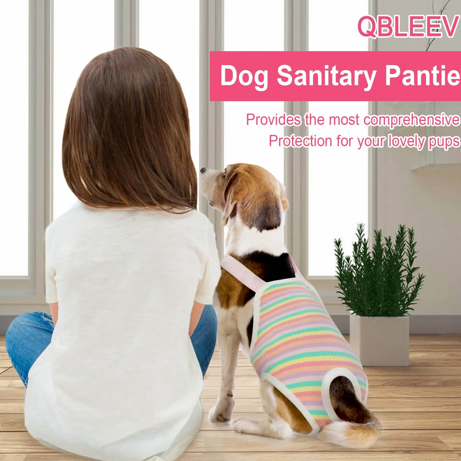 QBLEEV Pannolini per cani Mutandine sanitarie lavabili femminili con reggicalze regolabili, pannolini riutilizzabili per cuccioli di cane carino mutandine mestruali per cani in calore, biancheria