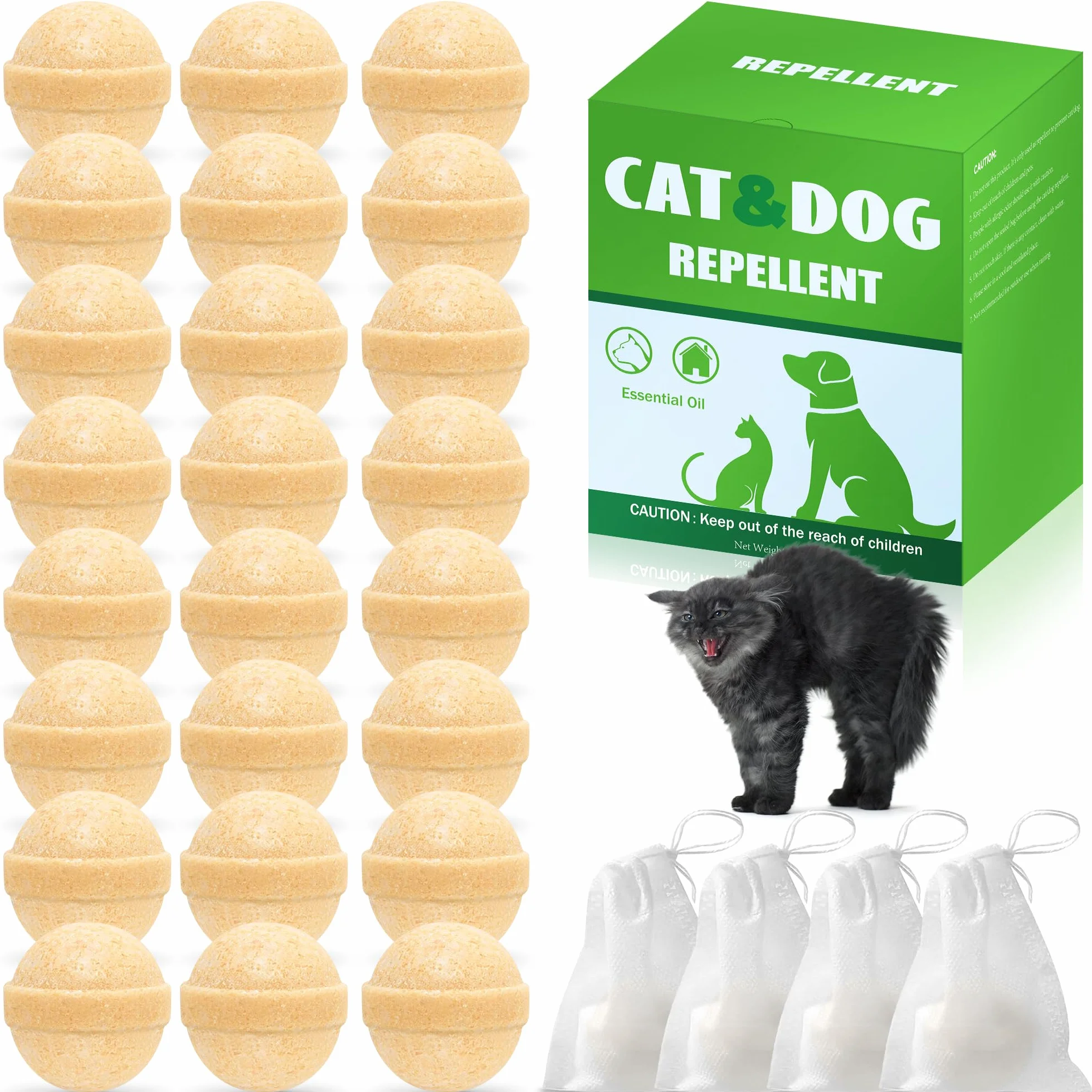 24 Pack Repellente per gatti per esterni e interni - Deterrente naturale per gatti all'olio di menta piperita per tenere i gatti fuori dal cortile in modo permanente, tenere lontani i gatti randagi e