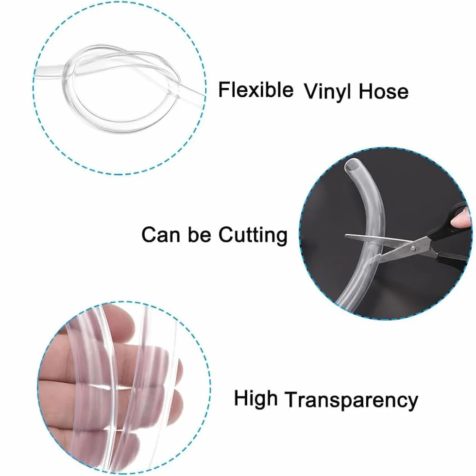 Yesallwas, Tubo Flessibile Trasparente 12mm x 15mm, 2 metri di lunghezza in plastica PVC per pompa dell'acqua,Serbatoio e Acquario