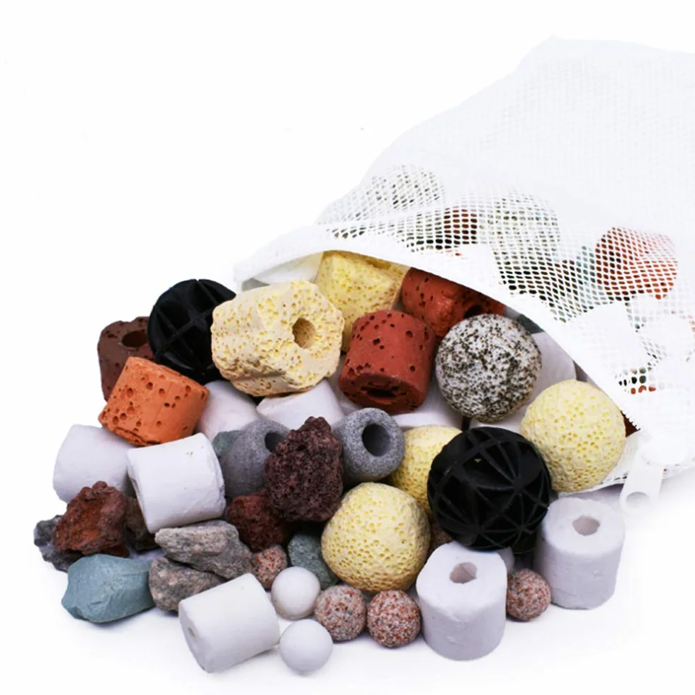 Anelli in Ceramica per Filtro Acquario, Filtro Poroso a Carbone Attivo con Sfere Biologiche 500g