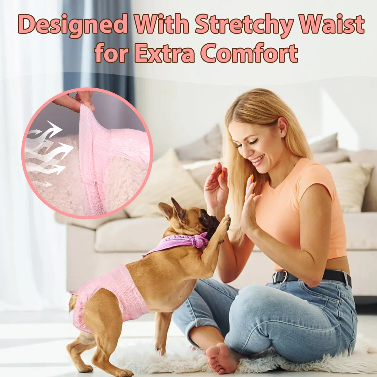 Pannolini usa e getta per cani femminili, elastici in vita completamente avvolti, super assorbenti a prova di perdite, pannolini per cuccioli femminili per cagnolini nel periodo di calore, minzione