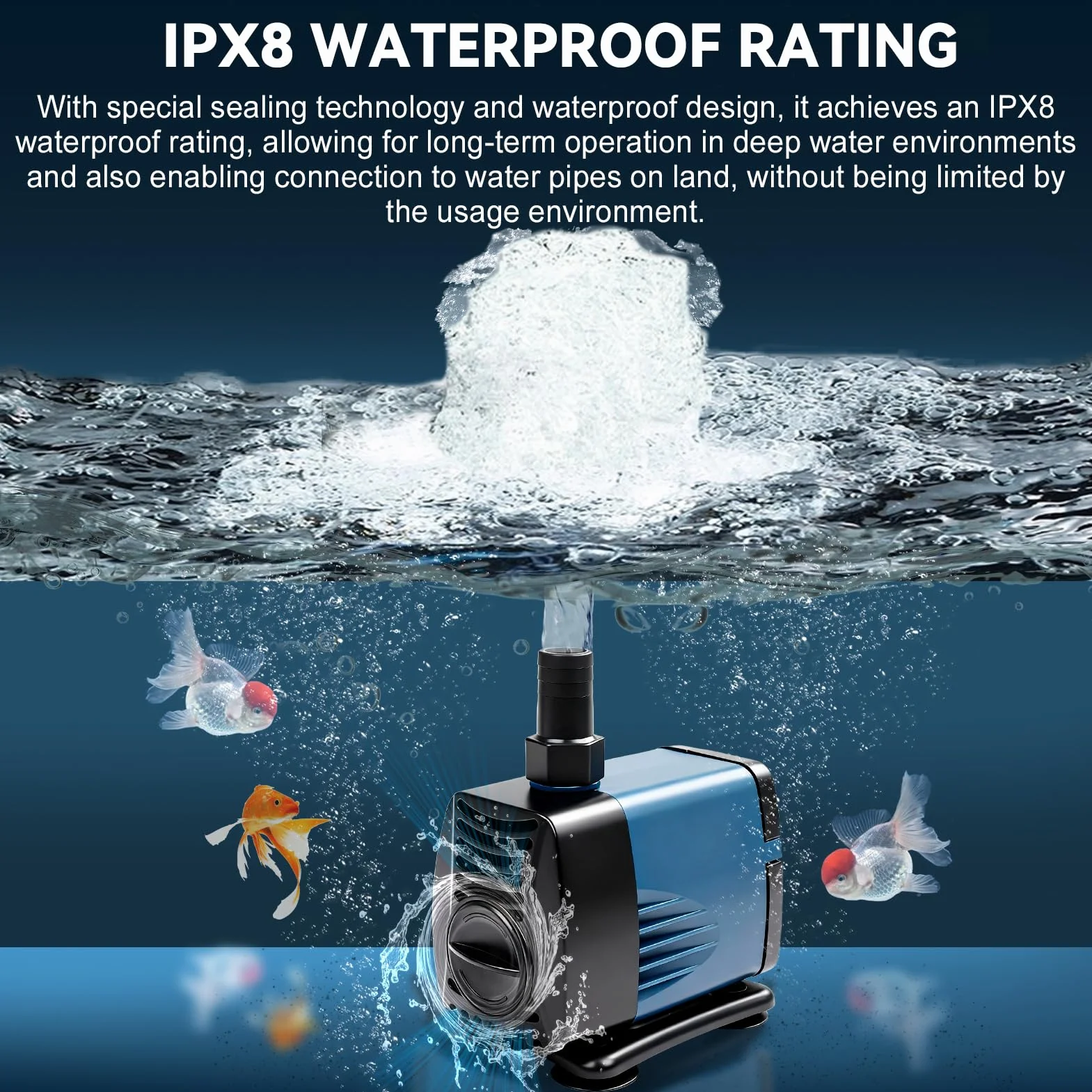 Nikou Pompa Acquario 40W 3000L/H, Sommergibile Silenziosa Pompa Acqua Anfibio Sommersa Mini Laghetto Pompe Con Cavo 1.8m, per Fontane Pesce Serbatoio Stagno