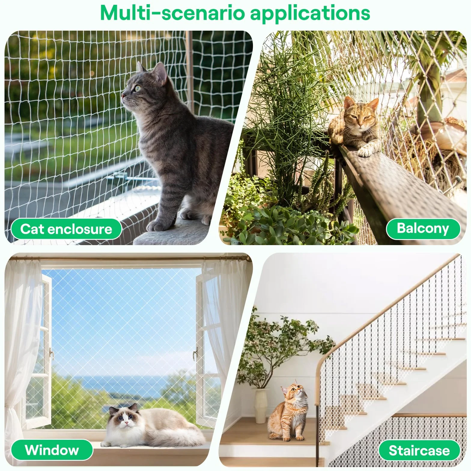 Rete per Gatti, Rete Gatti Balcone 10 x 3 m Rete Protezione Gatti Balcone, Bianco Rete Balcone per Gatti, Rete Anti Uccelli, Multifunzione Rete Gatti per Balconi, Porte, Finestre, Scale, Giardini