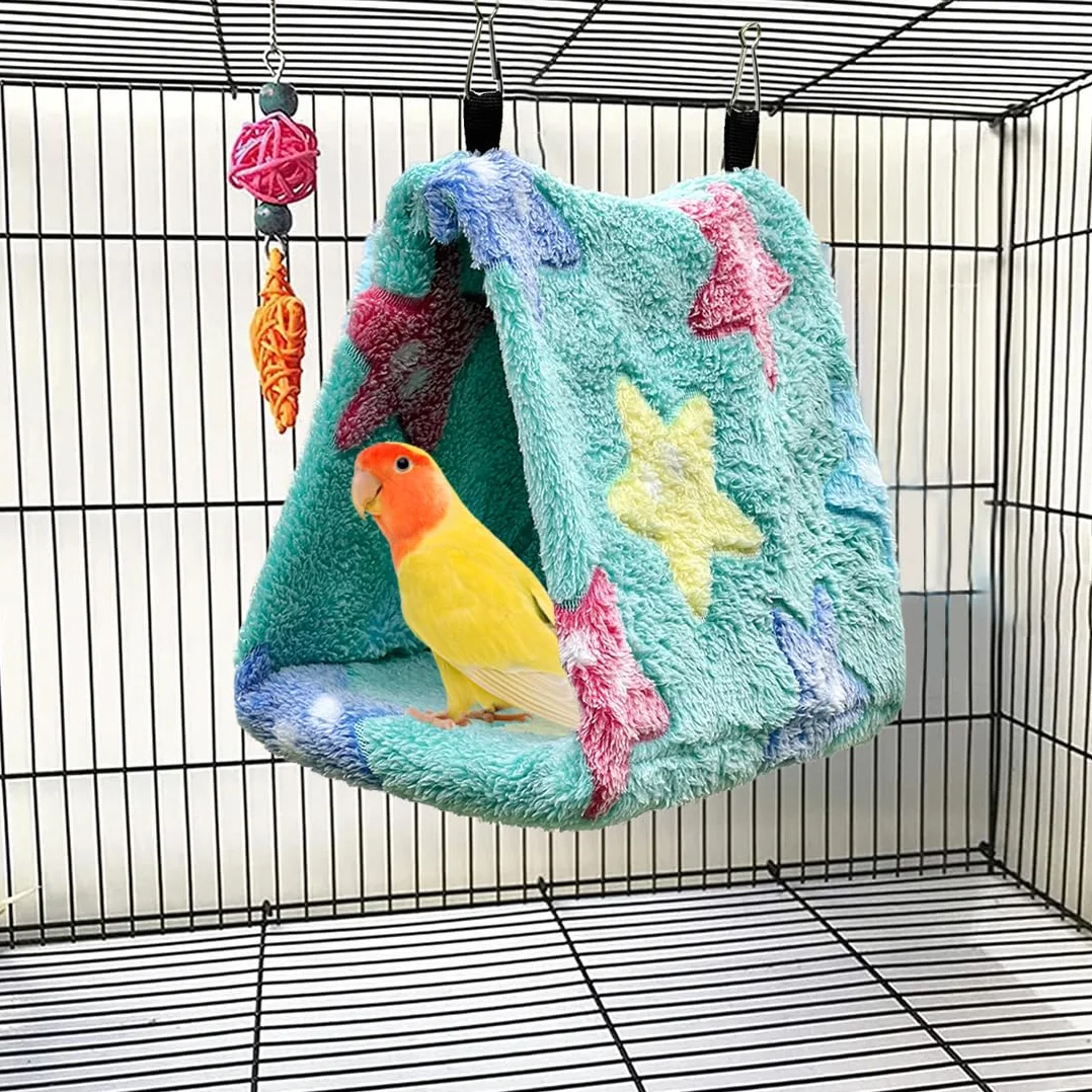 NHP Nido per Pappagalli,Amaca per Uccelli Pet Gabbia Morbida,Letto Uccelli,Lettino Caldo Invernale per Uccelli,in Piedi Amaca Triangolo Bird Pappagallo Nido Amaca Letto,Morbida Sospesa Giocattolo,S