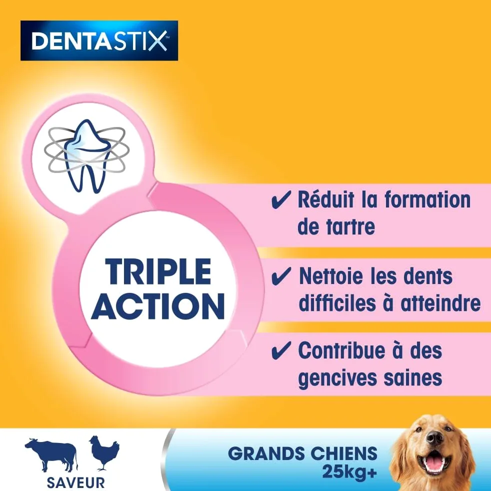 Pedigree DentaStix Daily Oral Care - Bastoncini da masticare per cani di grandi dimensioni - per una buona igiene orale - 10 confezioni da 7 bastoncini