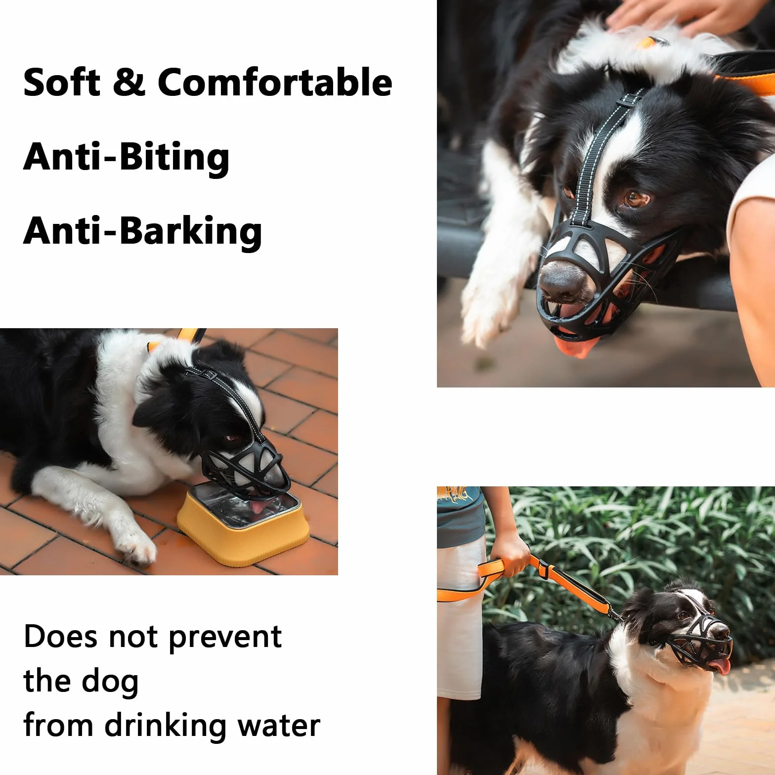 Museruola professionale per cani, anti-morso e antiabbaio, permette di bere e ansimare (M, marrone)